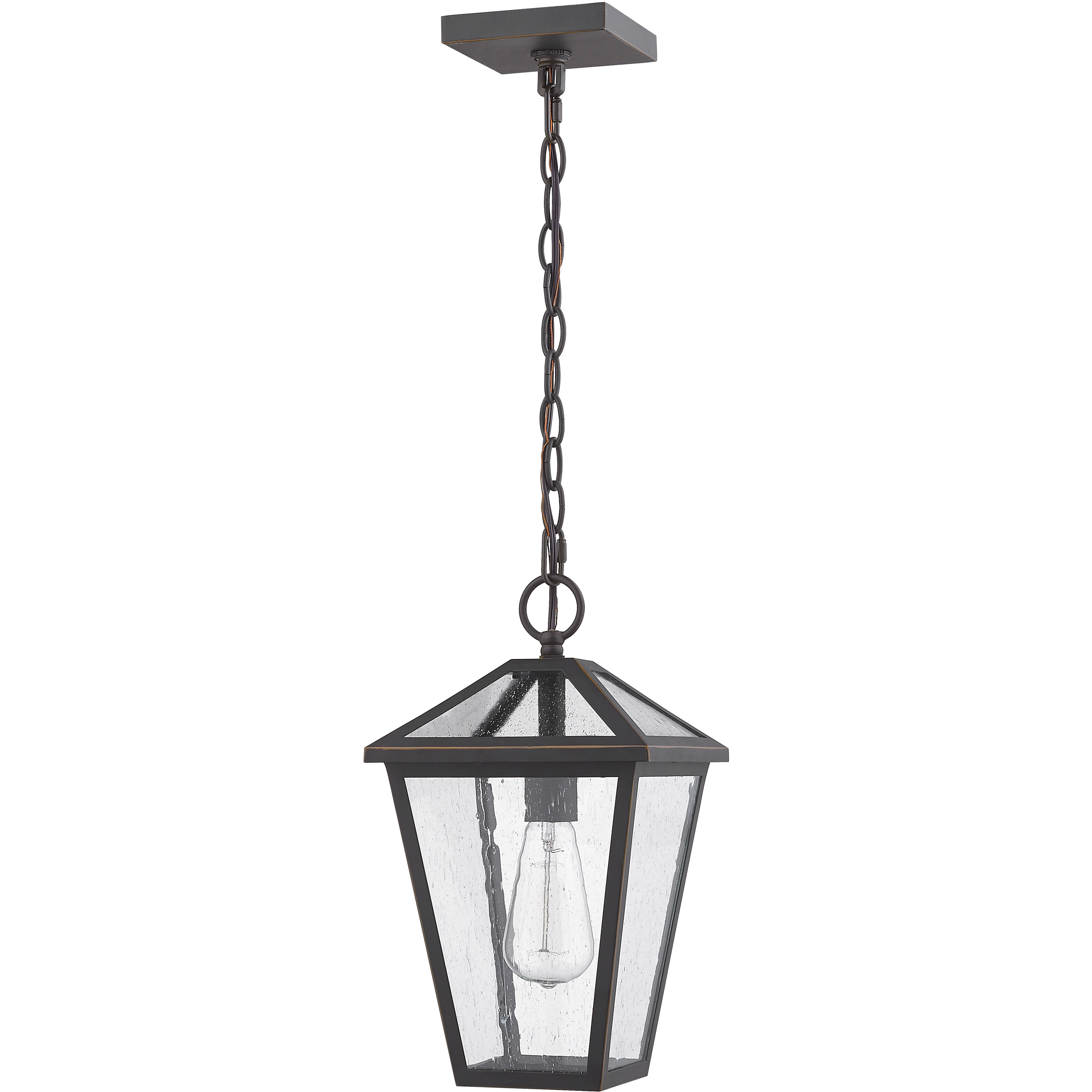 Talbot 1 Light 8.25 inch Oil Rubbed Bronze Outdoor Chain Mount Ceiling Fixture in Seedy Glass