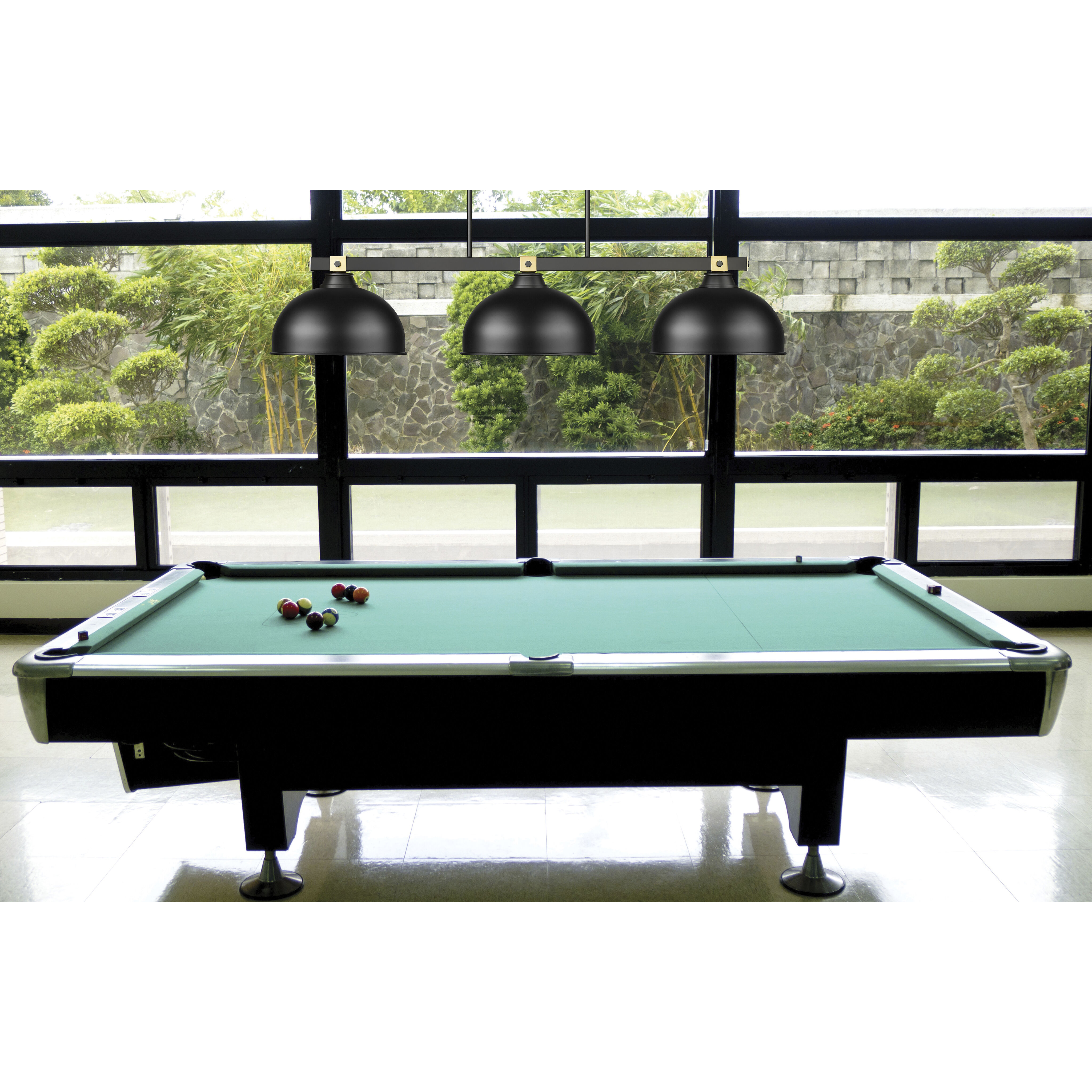 Bronte 3 Light 51.75 inch Matte Black and Rubbed Brass Billiard Light Ceiling Light