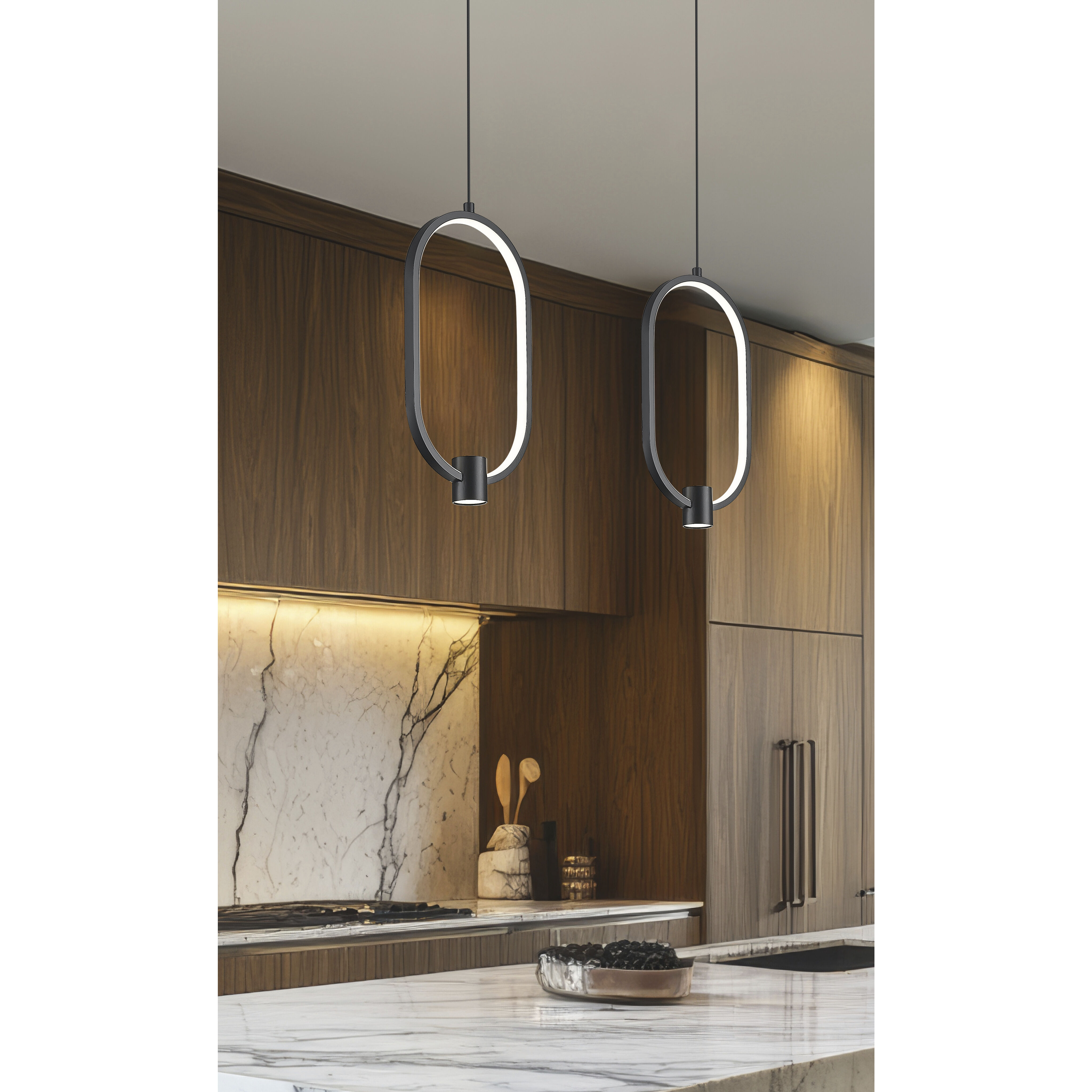 Saros Pendant Ceiling Light in Matte Black, LED