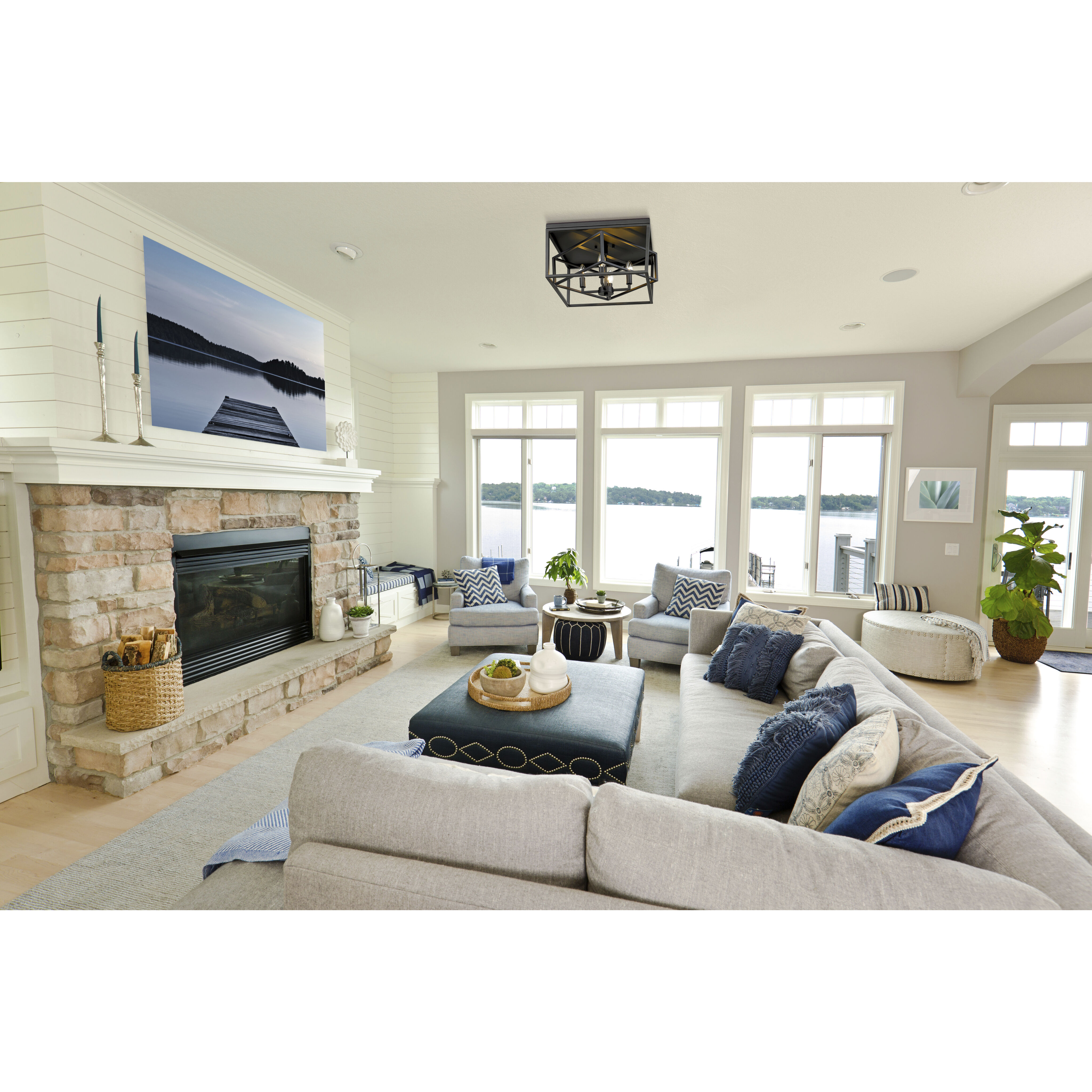 Euclid 4 Light 15 inch Matte Black Flush Mount Ceiling Light