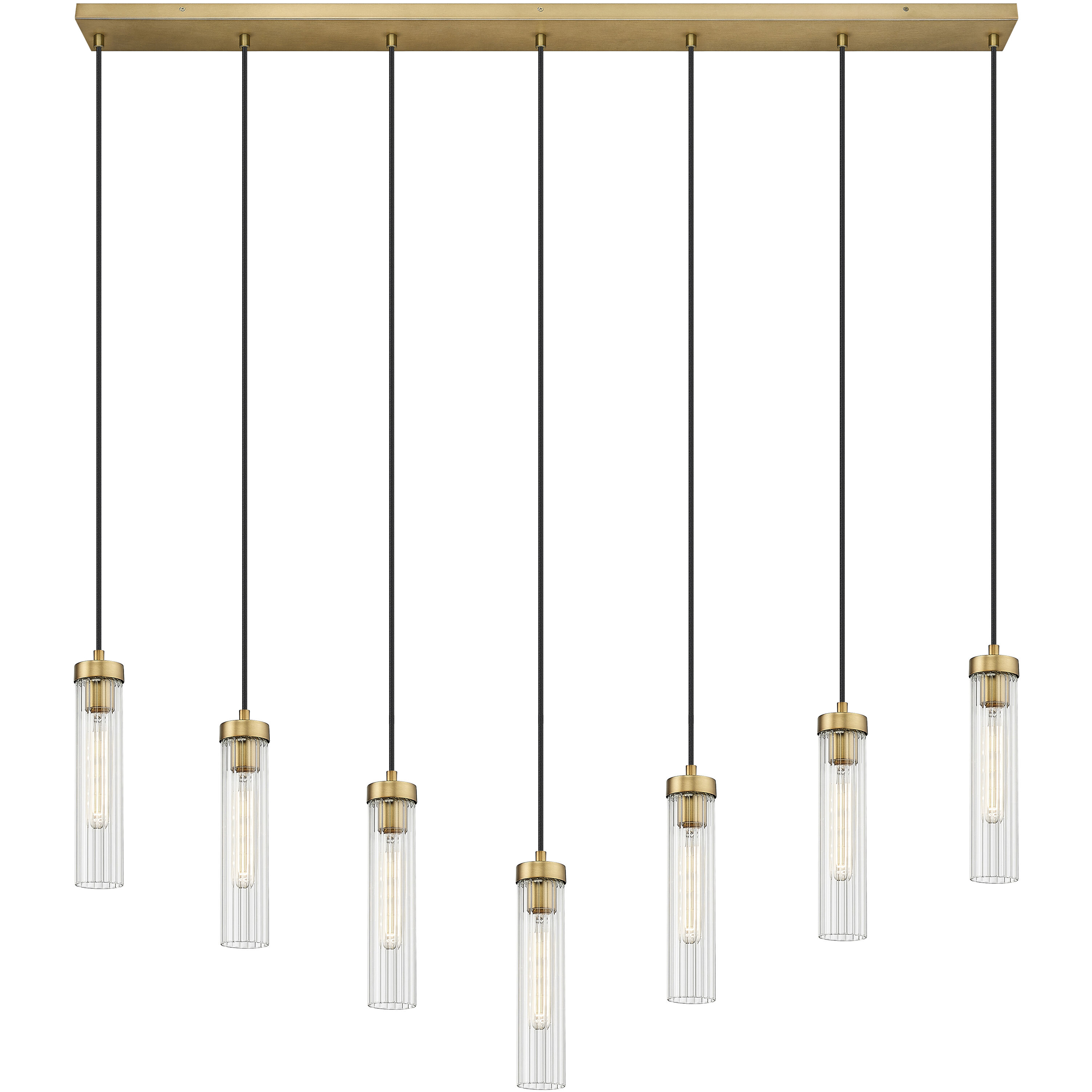 Beau 7 Light 54 inch Rubbed Brass Linear Chandelier Ceiling Light