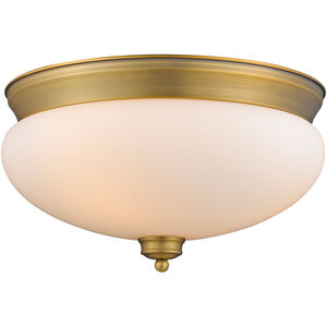 Amon 3 Light 15 inch Heritage Brass Flush Mount Ceiling Light in 5.25