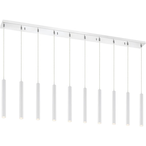 Forest LED 56.5 inch Chrome Linear Chandelier Ceiling Light in 10, 27, Matte White Steel