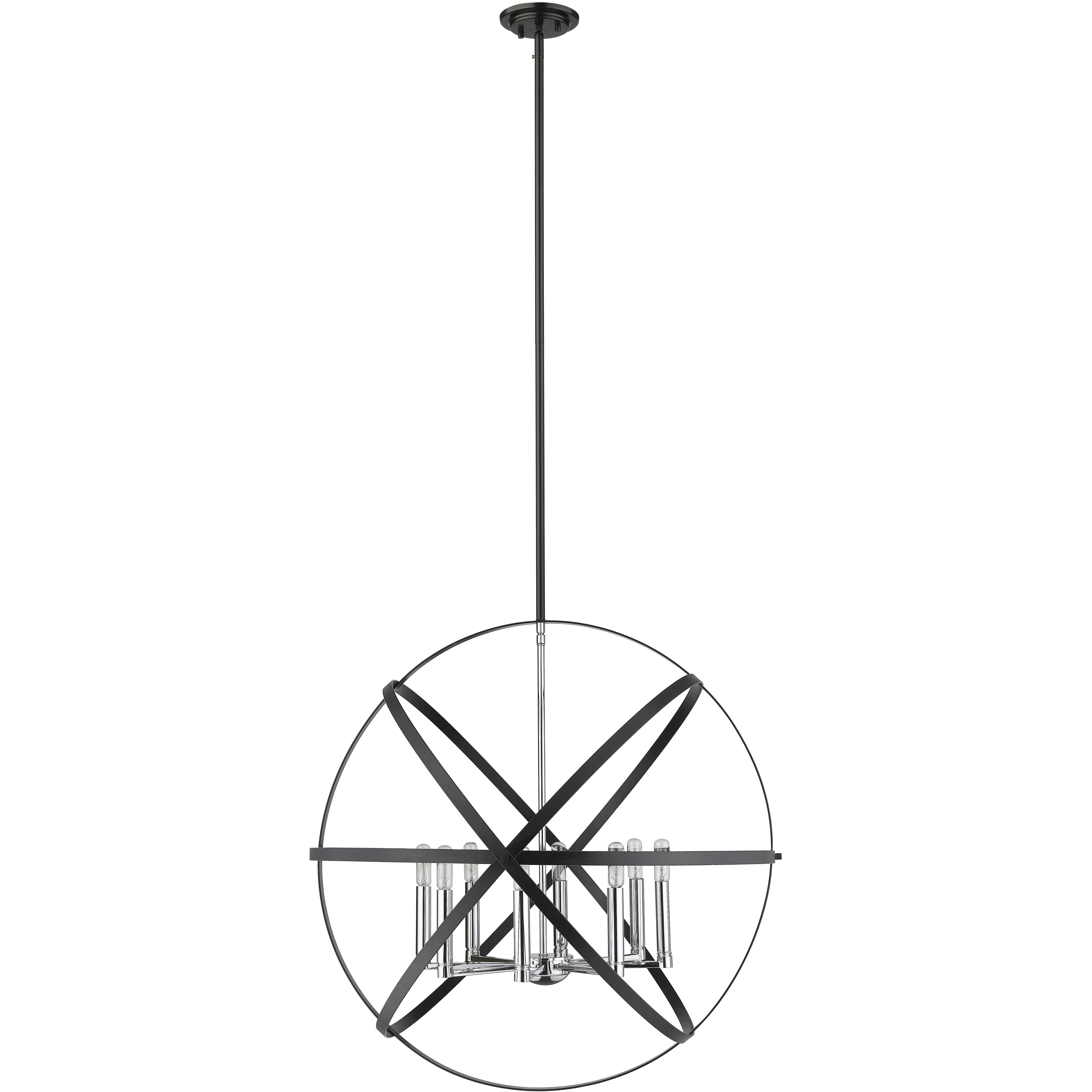 Cavallo 8 Light 30 inch Hammered Black and Chrome Chandelier Ceiling Light