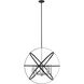 Cavallo 8 Light 30 inch Hammered Black and Chrome Chandelier Ceiling Light