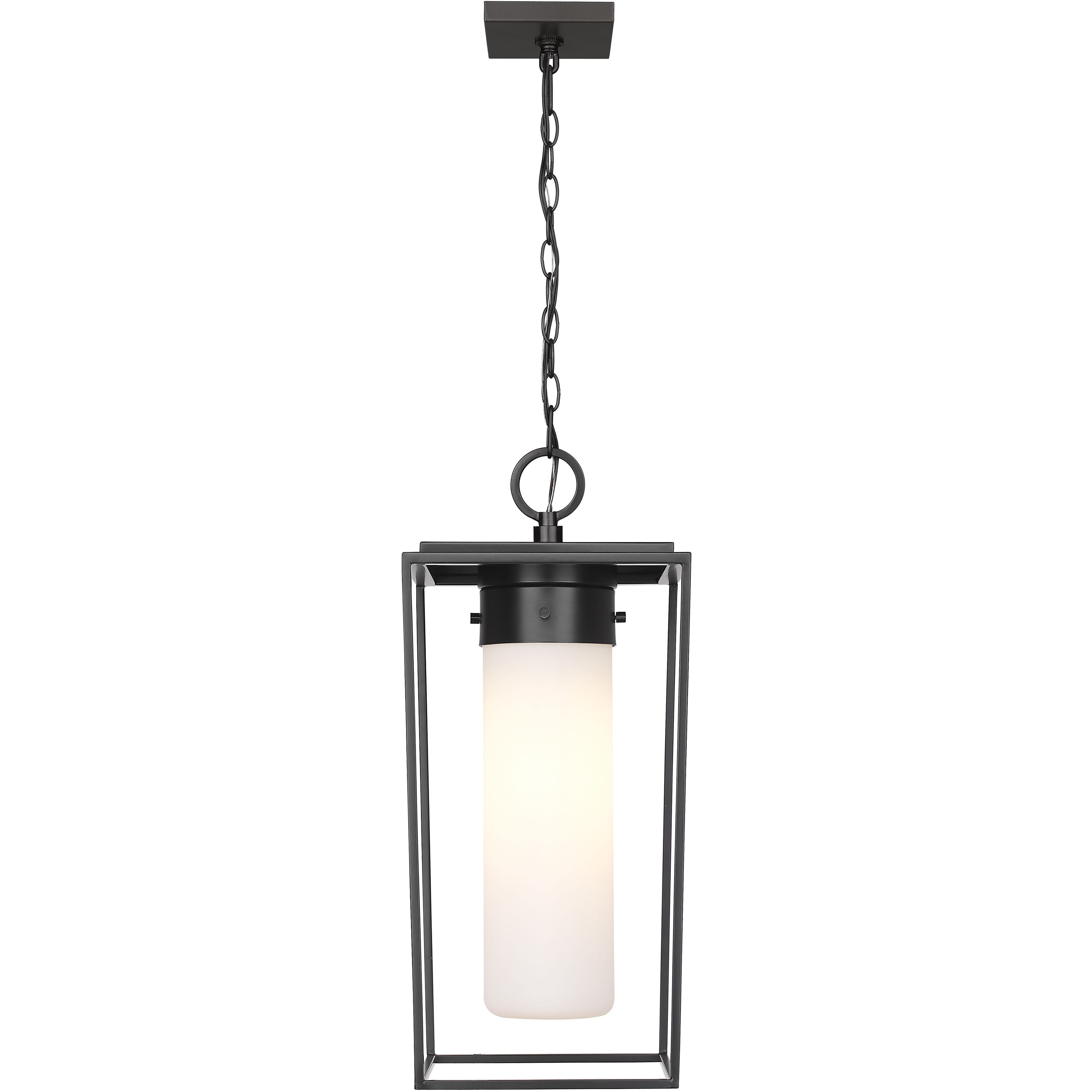 Sheridan 1 Light 10 inch Black Outdoor Chain Mount Ceiling Fixture in White Opal Glass