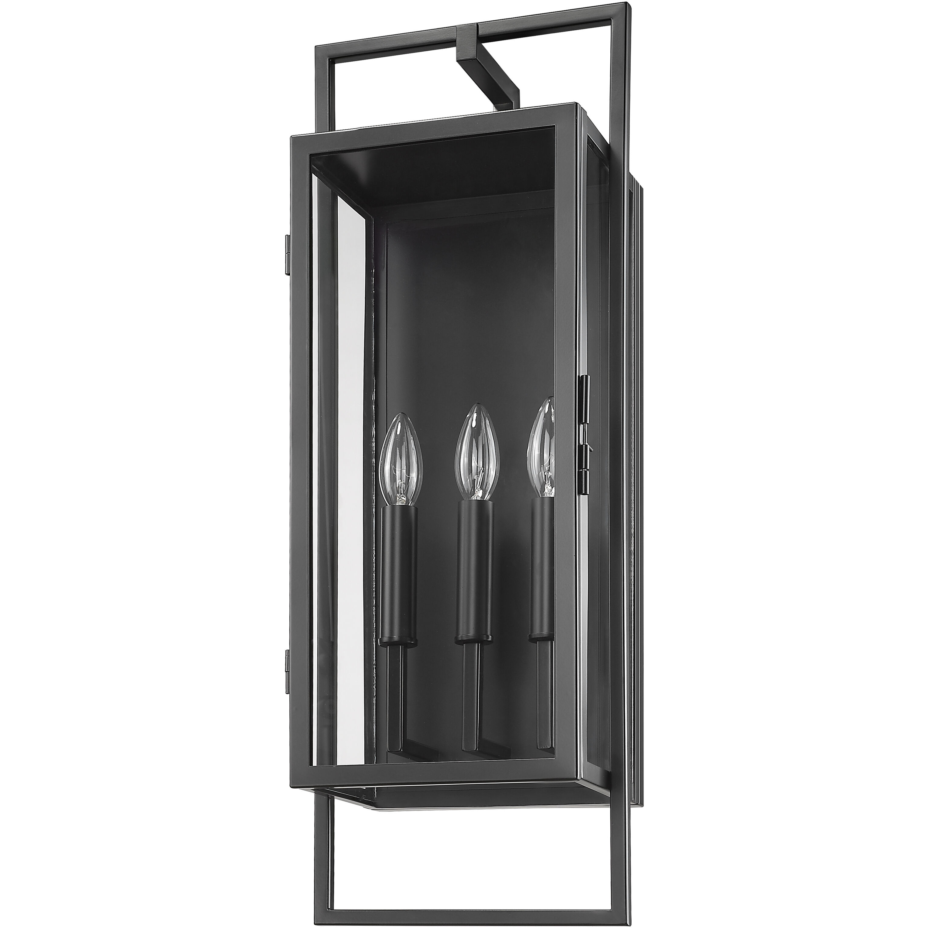 Lucian 3 Light 26.5 inch Black Outdoor Wall Light