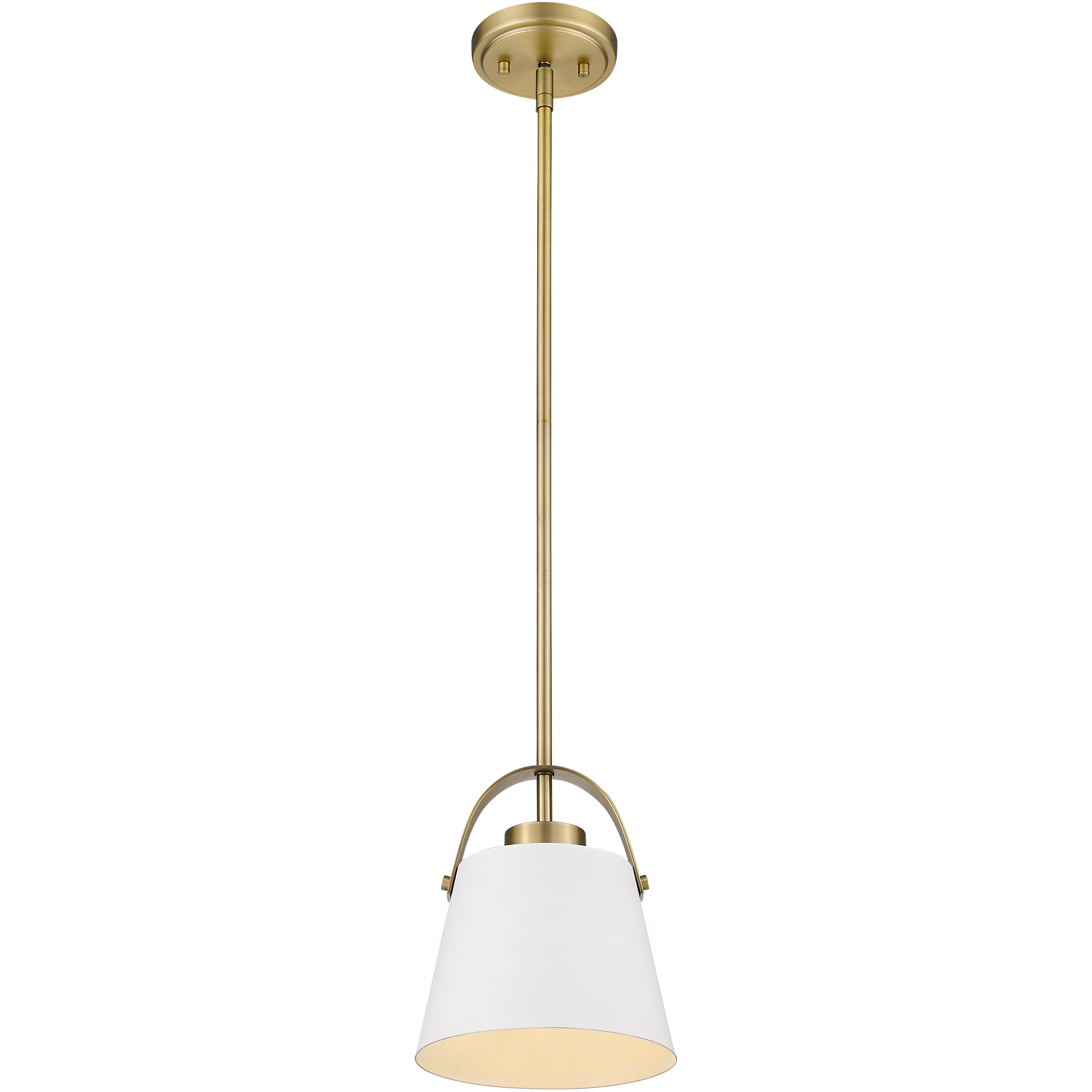 Z-Studio 1 Light 8 inch Matte White and Heritage Brass Pendant Ceiling Light