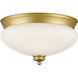 Amon 2 Light 13 inch Satin Gold Flush Mount Ceiling Light