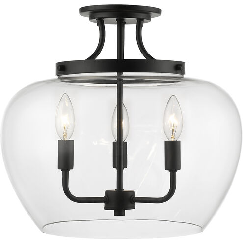 Joliet 3 Light 15.75 inch Matte Black Semi Flush Mount Ceiling Light
