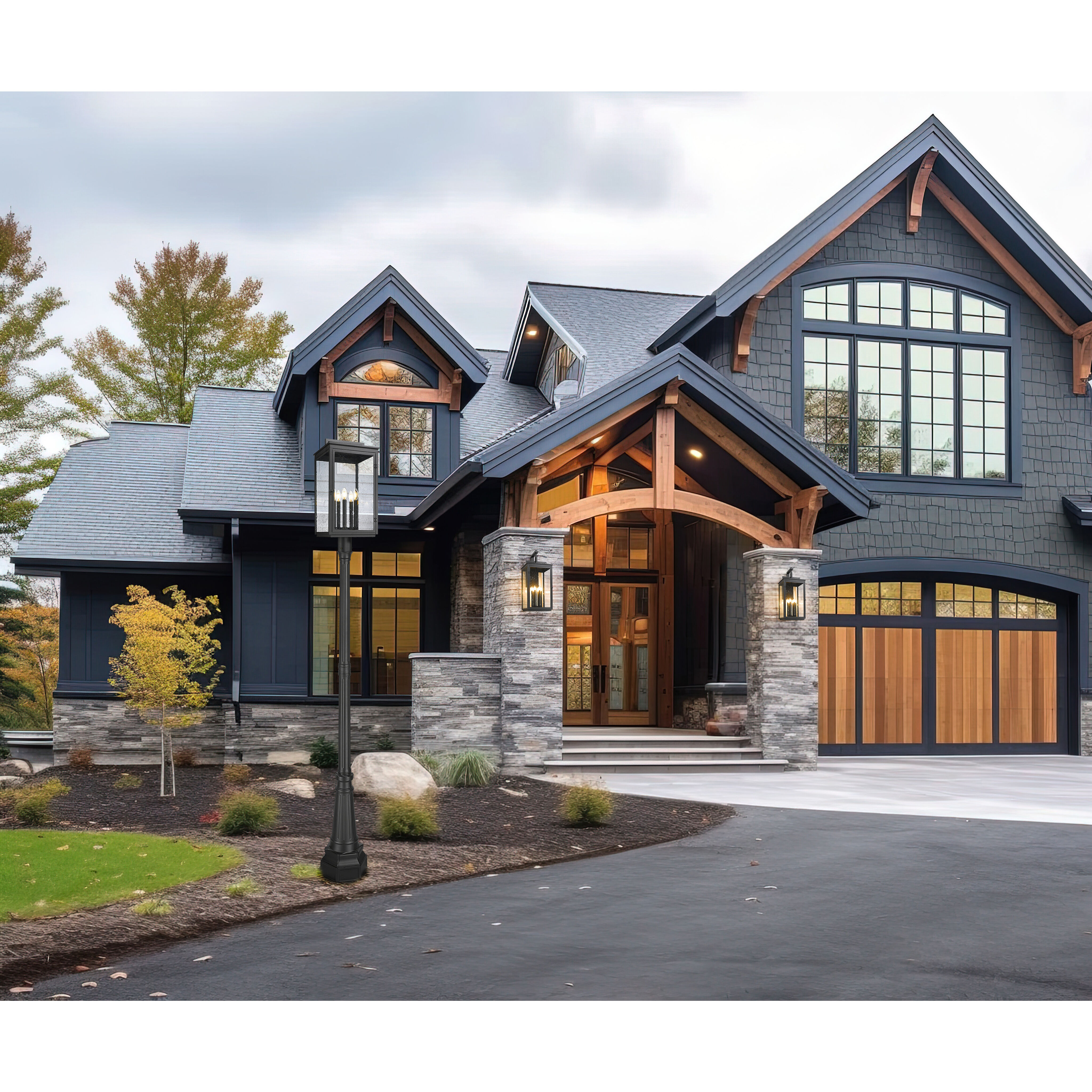 Hartwell 5 Light 108.75 inch Sand Black Outdoor Post Mounted Fixture