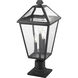 Talbot 3 Light 22 inch Black Outdoor Pier Mounted Fixture in Clear Beveled Glass