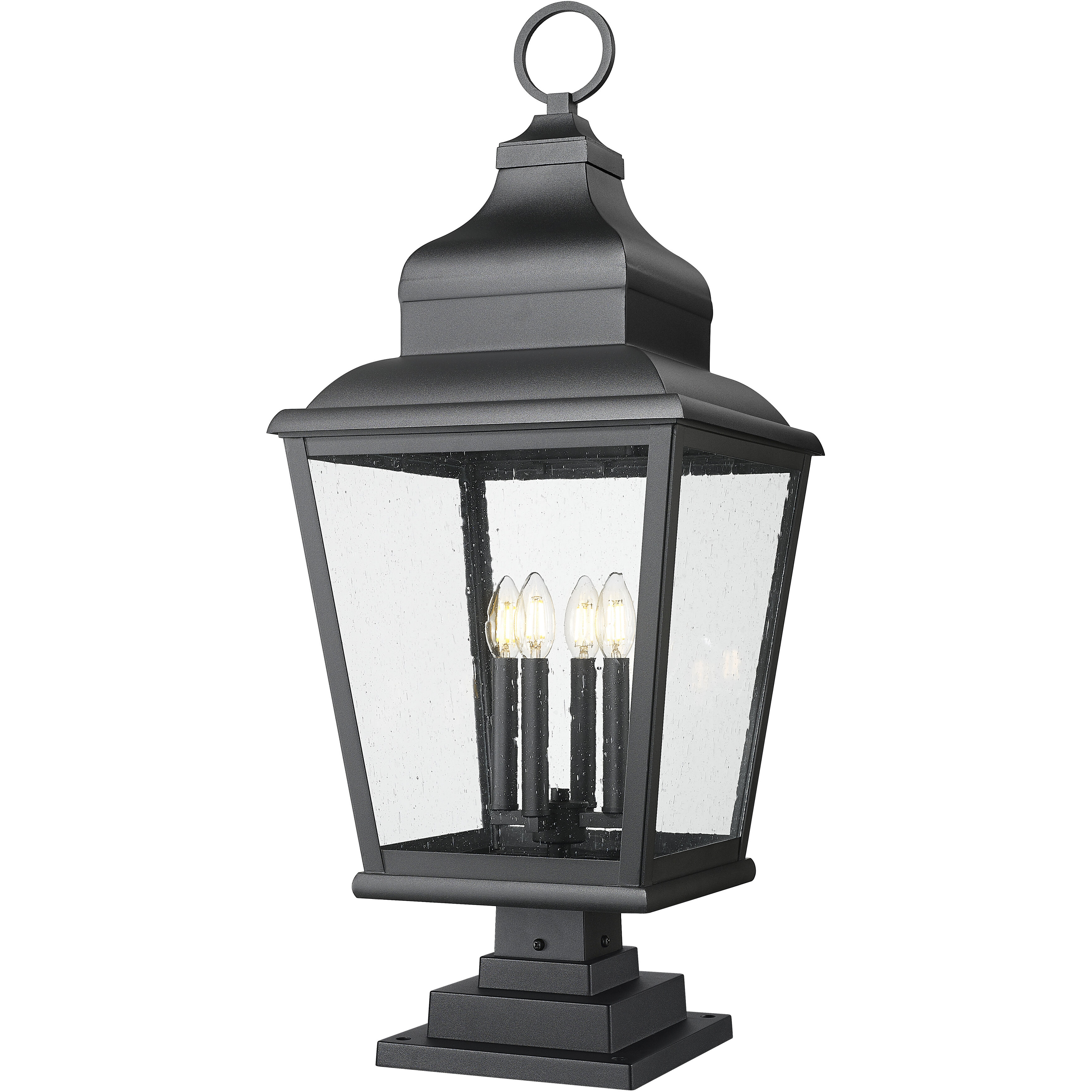 Raphael 4 Light 35 inch Sand Black Outdoor Pier Mounted Fixture in Soft Sand Black