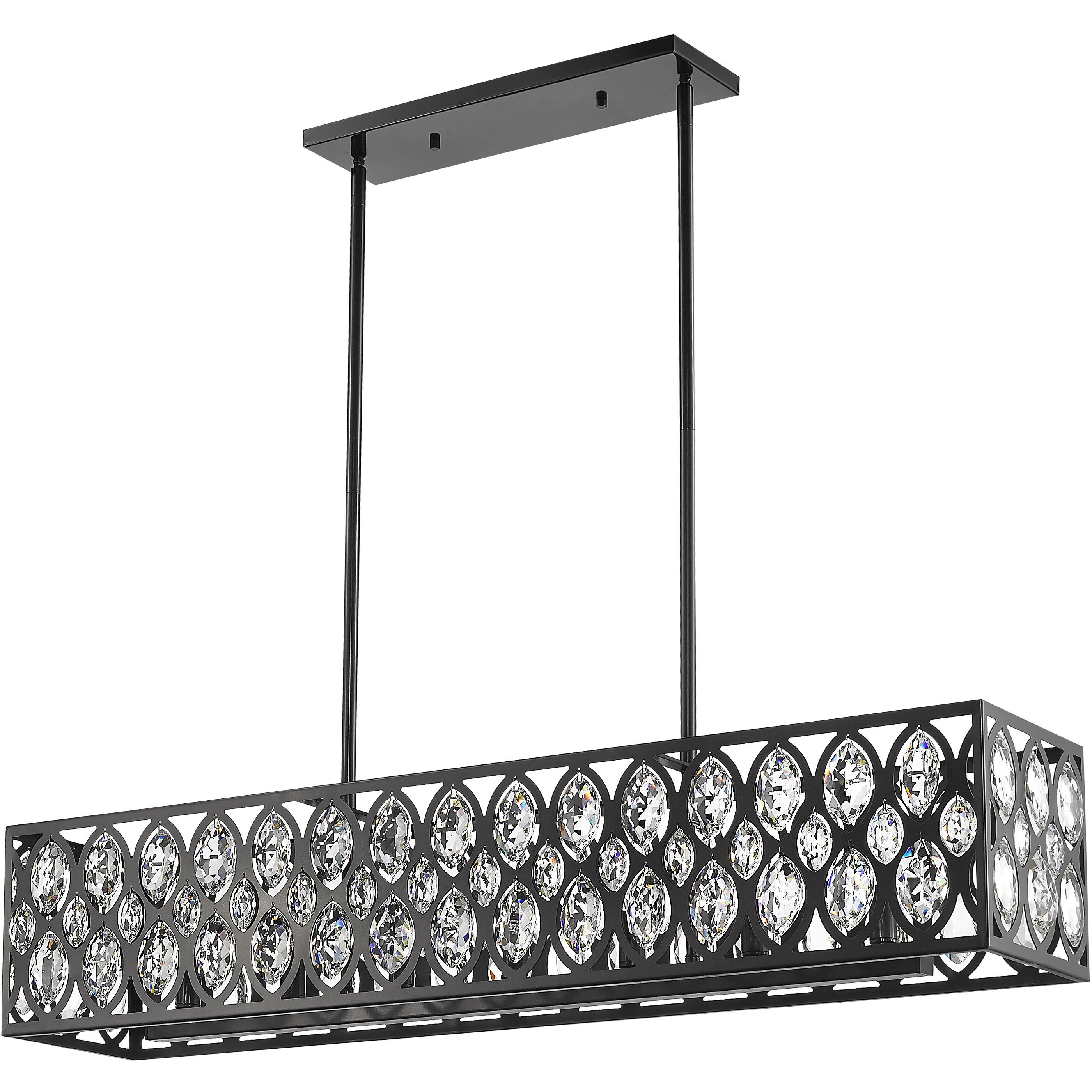 Dealey 7 Light 42.75 inch Matte Black Linear Chandelier Ceiling Light