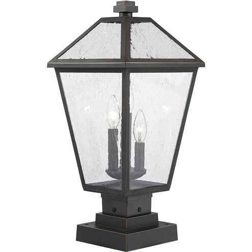 Talbot 3 Light 21 inch Oil Rubbed Bronze Outdoor Pier Mounted Fixture in Seedy Glass