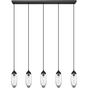 Arden 5 Light 42 inch Matte Black Linear Chandelier Ceiling Light