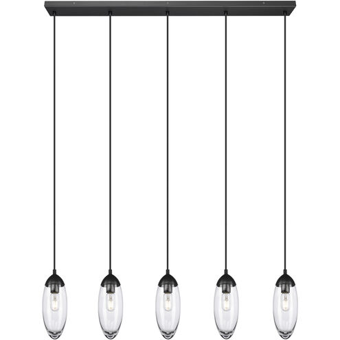 Arden 5 Light 42 inch Matte Black Linear Chandelier Ceiling Light