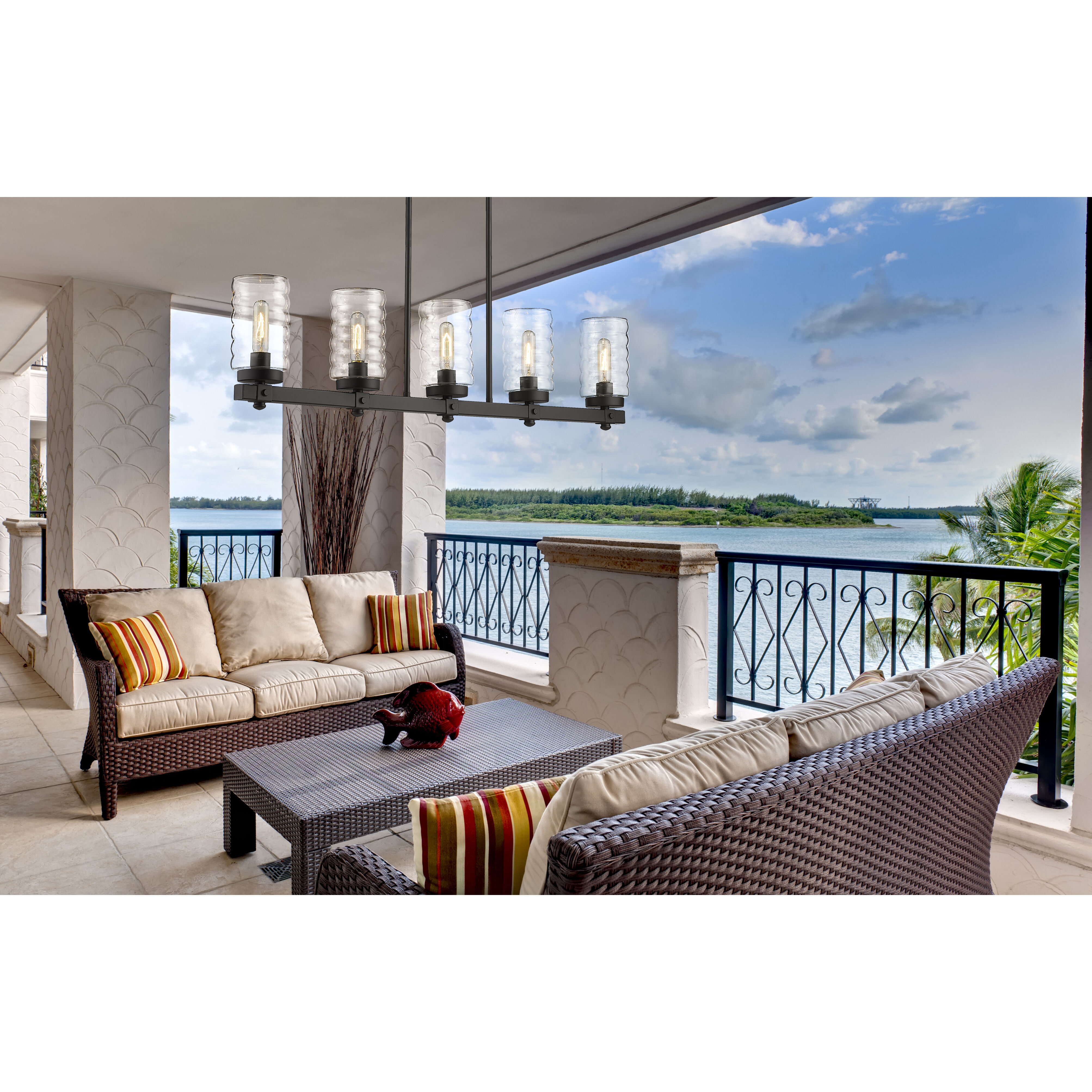 Tahoe 5 Light 4.5 inch Matte Black Outdoor Linear Chandelier