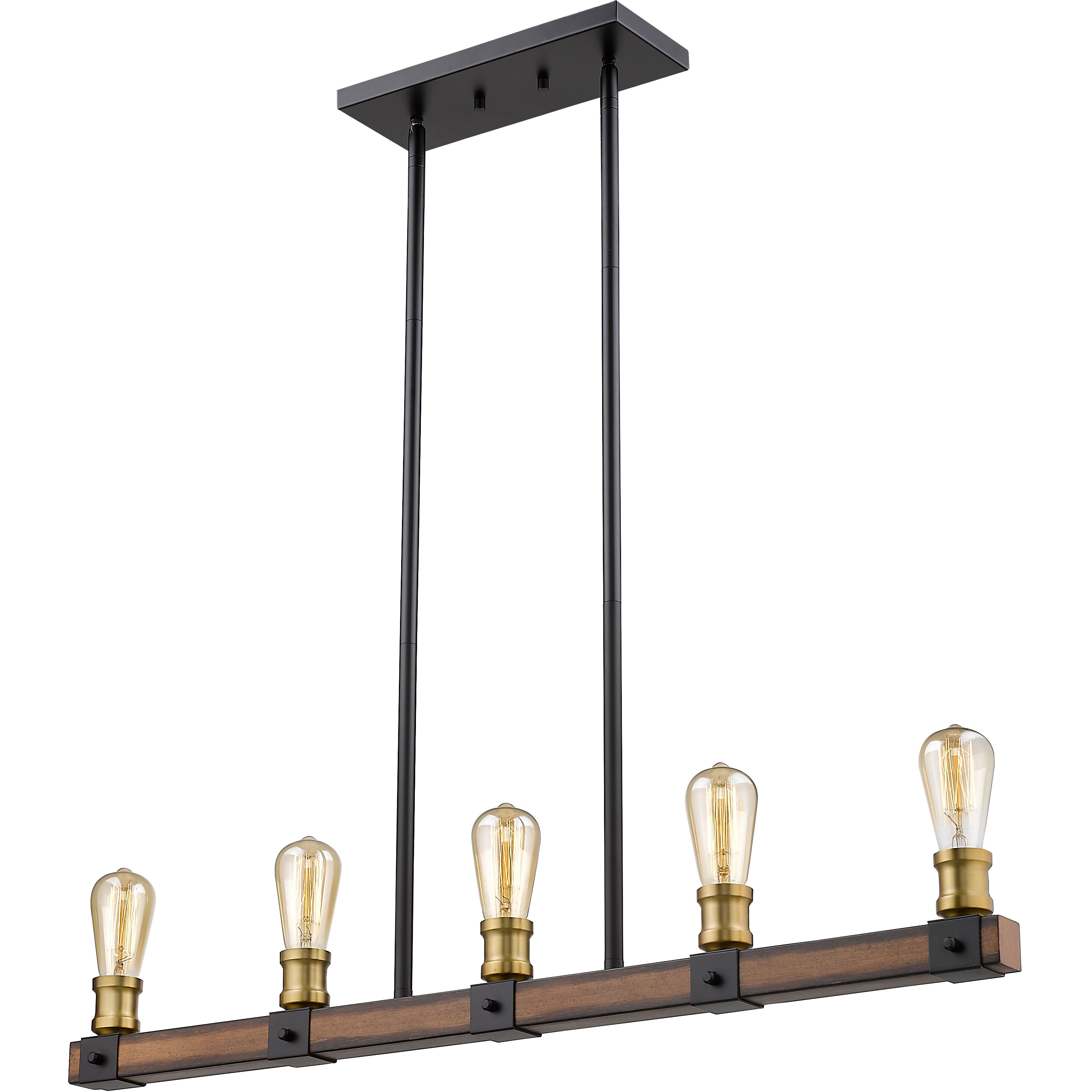 Kirkland 5 Light 36 inch Rustic Mahogany Linear Chandelier Ceiling Light