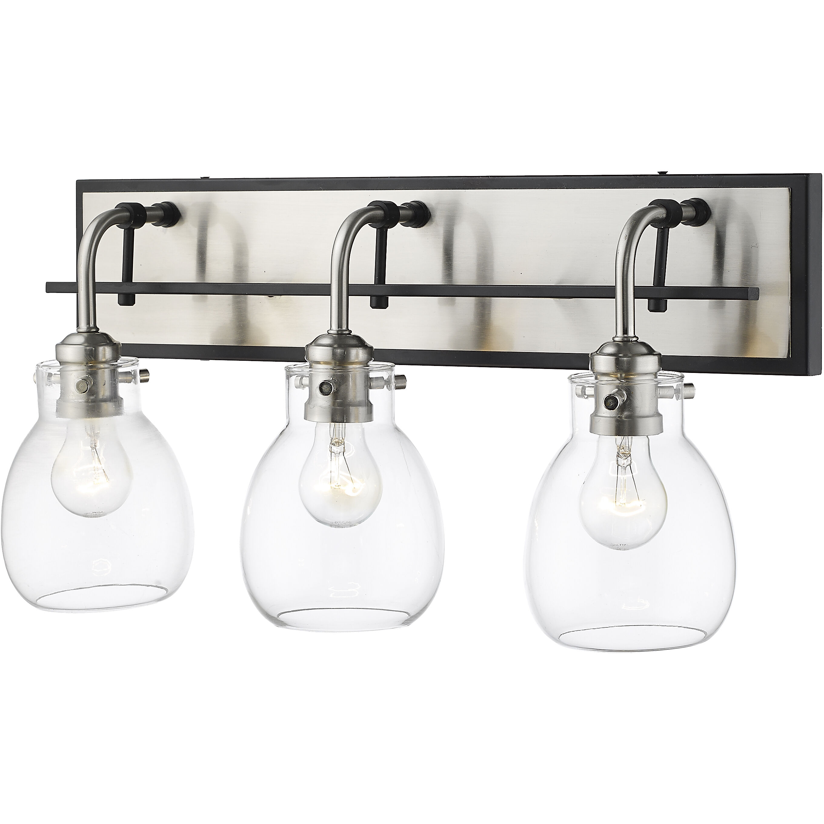 Kraken 3 Light 22 inch Matte Black and Brushed Nickel Vanity Wall Light