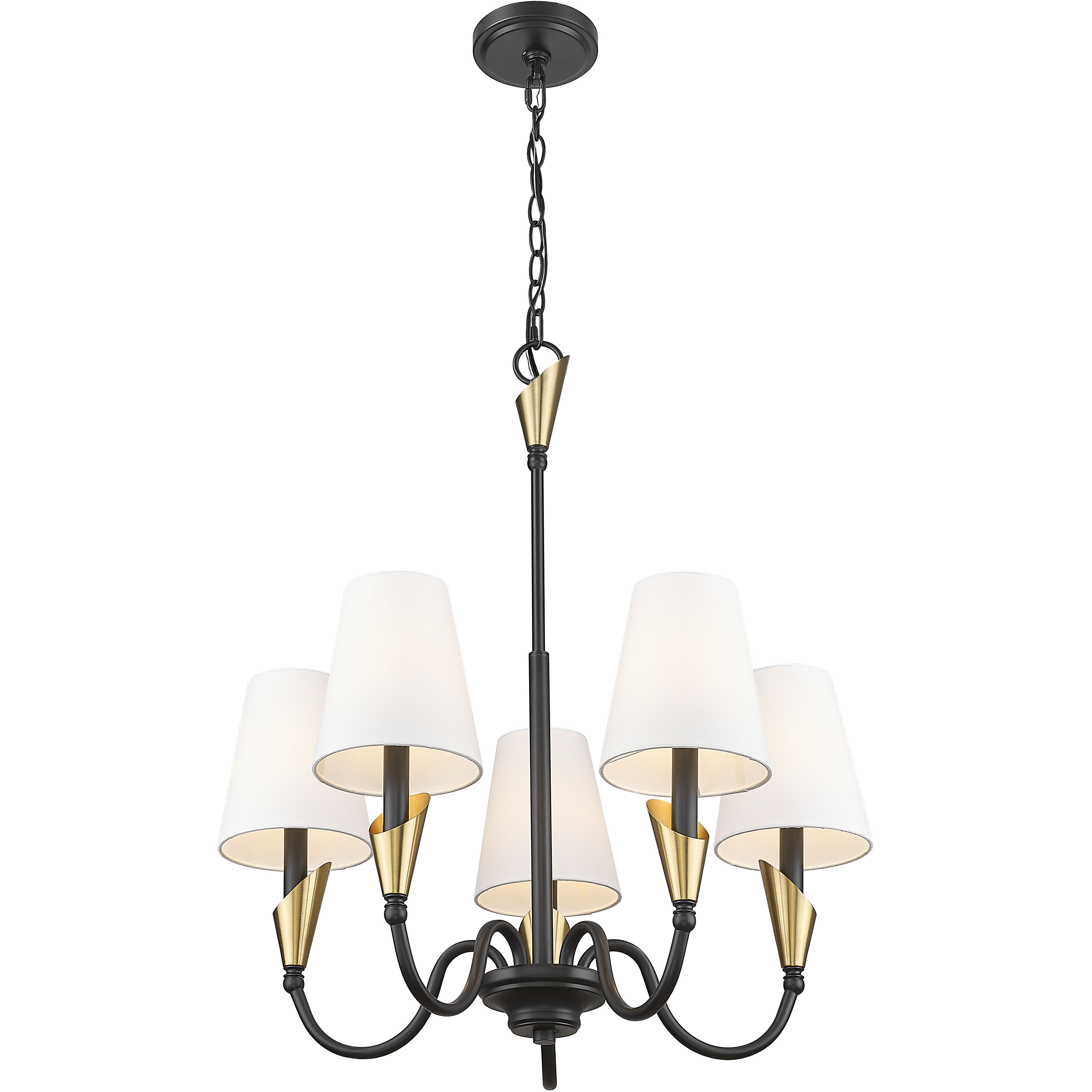 Claudelle 5 Light 24 inch Matte Black and Modern Gold Chandelier Ceiling Light