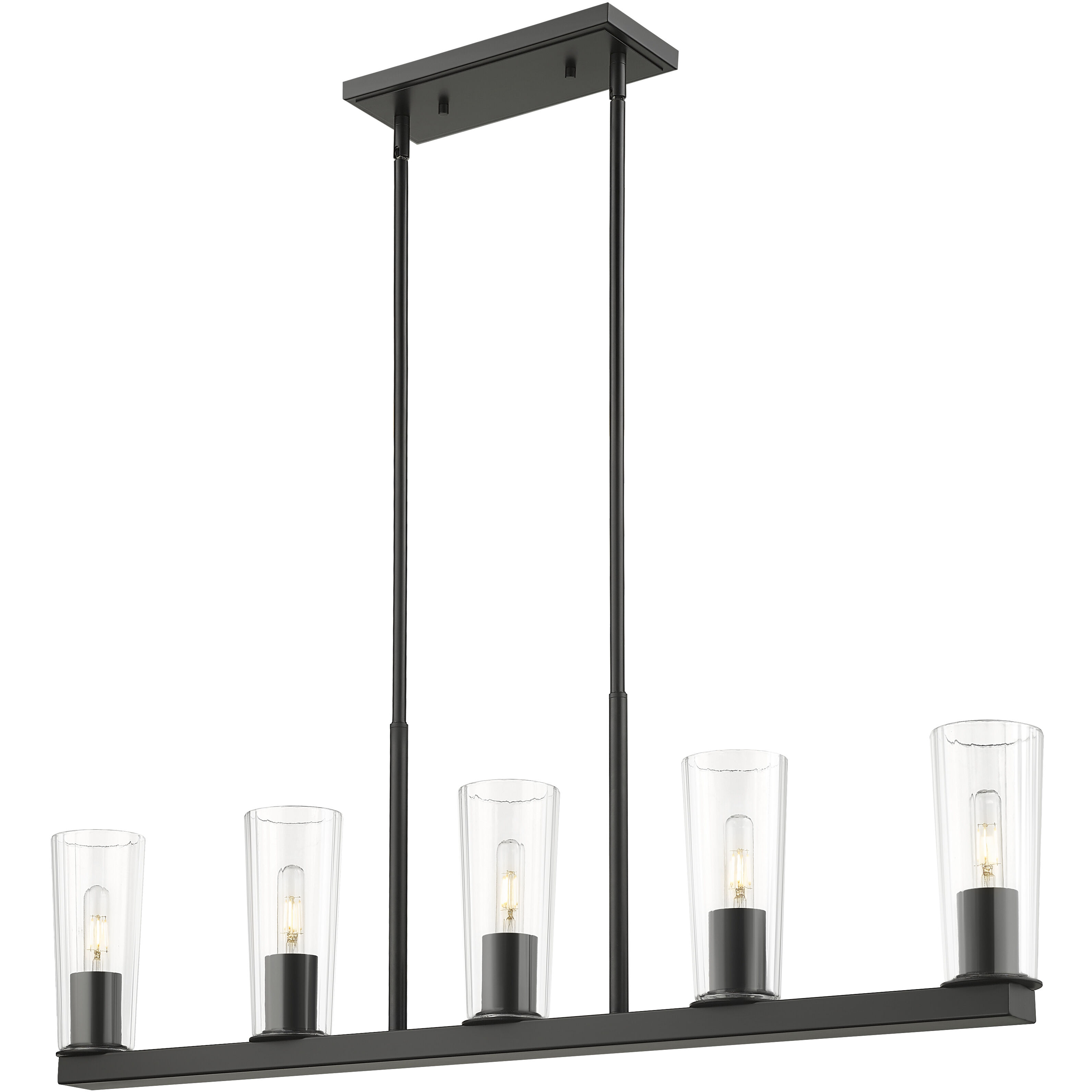 Titus 5 Light 44 inch Matte Black Linear Chandelier Ceiling Light