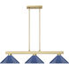 Cobalt 3 Light 49.75 inch Modern Gold Billiard Light Ceiling Light in Navy Blue Steel
