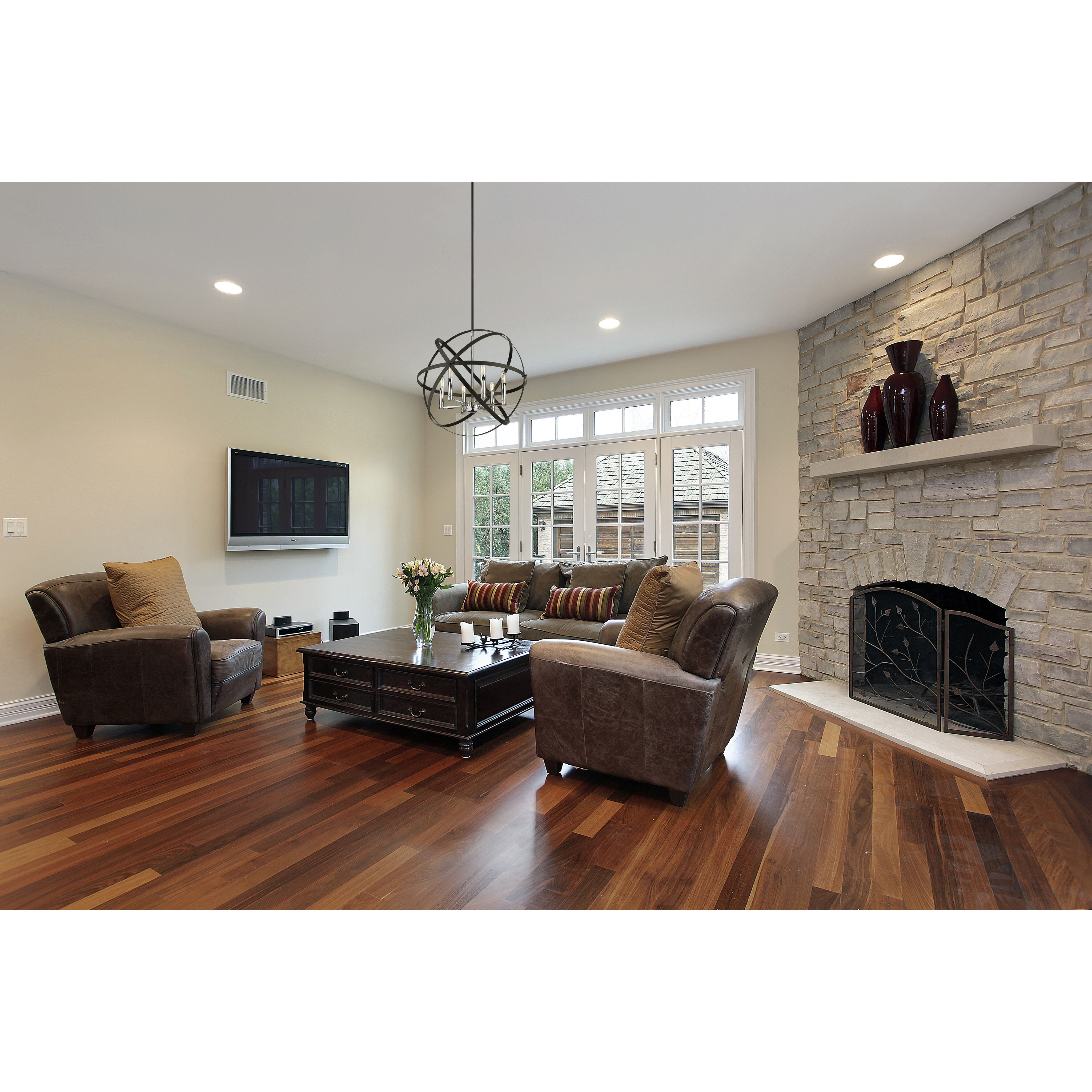 Cavallo 6 Light 24 inch Hammered Black and Chrome Chandelier Ceiling Light