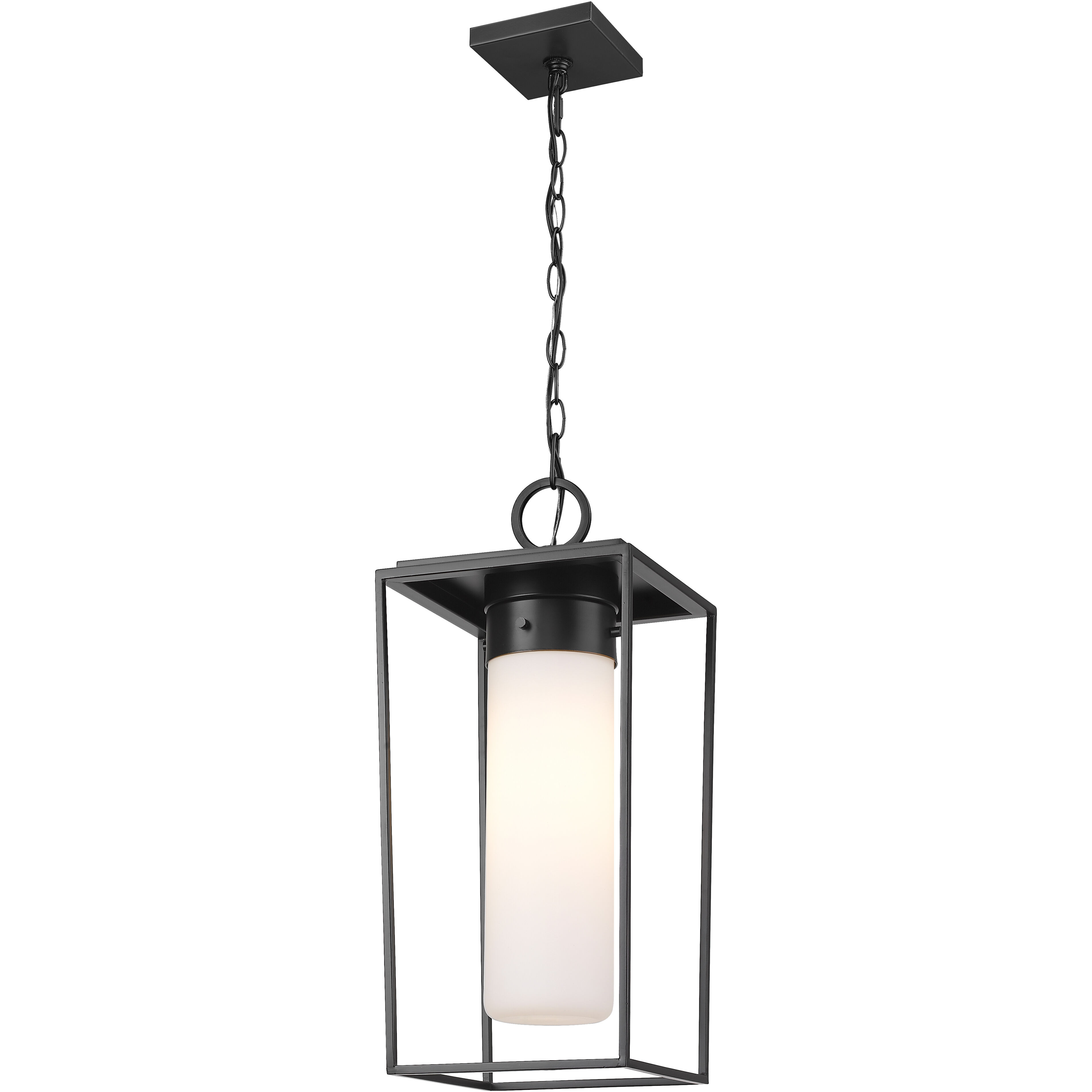 Sheridan 1 Light 10 inch Black Outdoor Chain Mount Ceiling Fixture in White Opal Glass