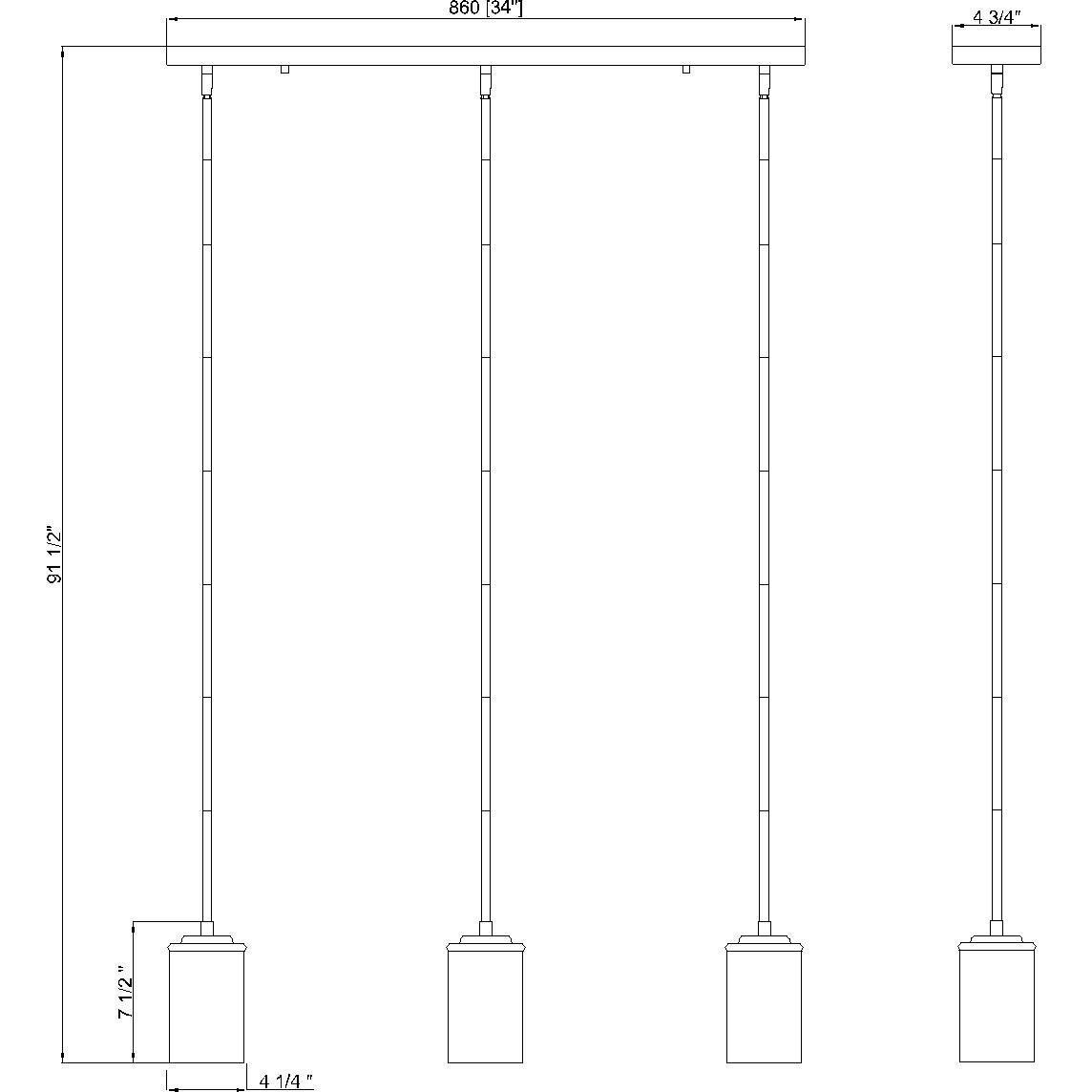 Thayer 3 Light 4.75 inch Brushed Nickel Pendant Ceiling Light