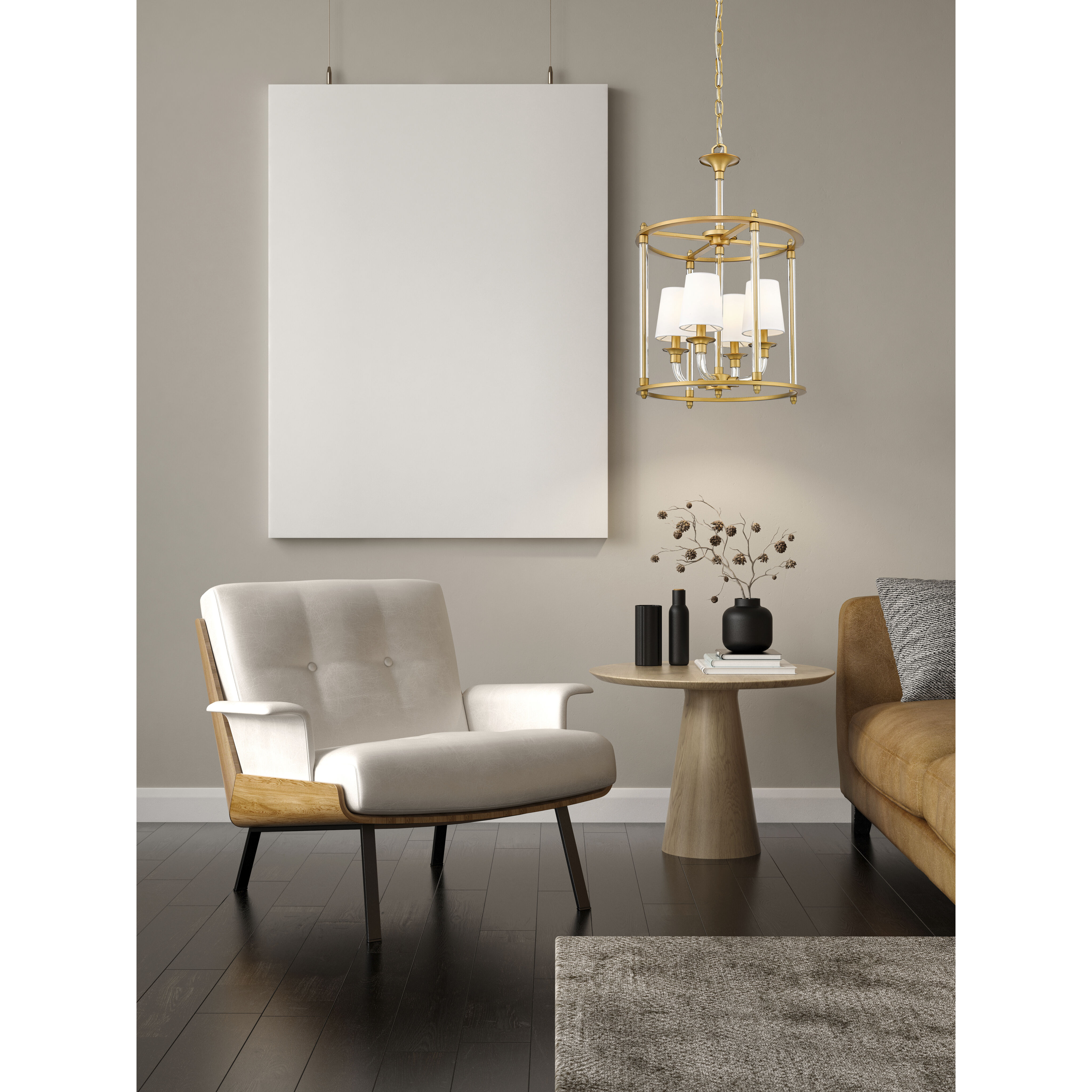 Katerina 4 Light 16 inch Rubbed Brass Chandelier Ceiling Light