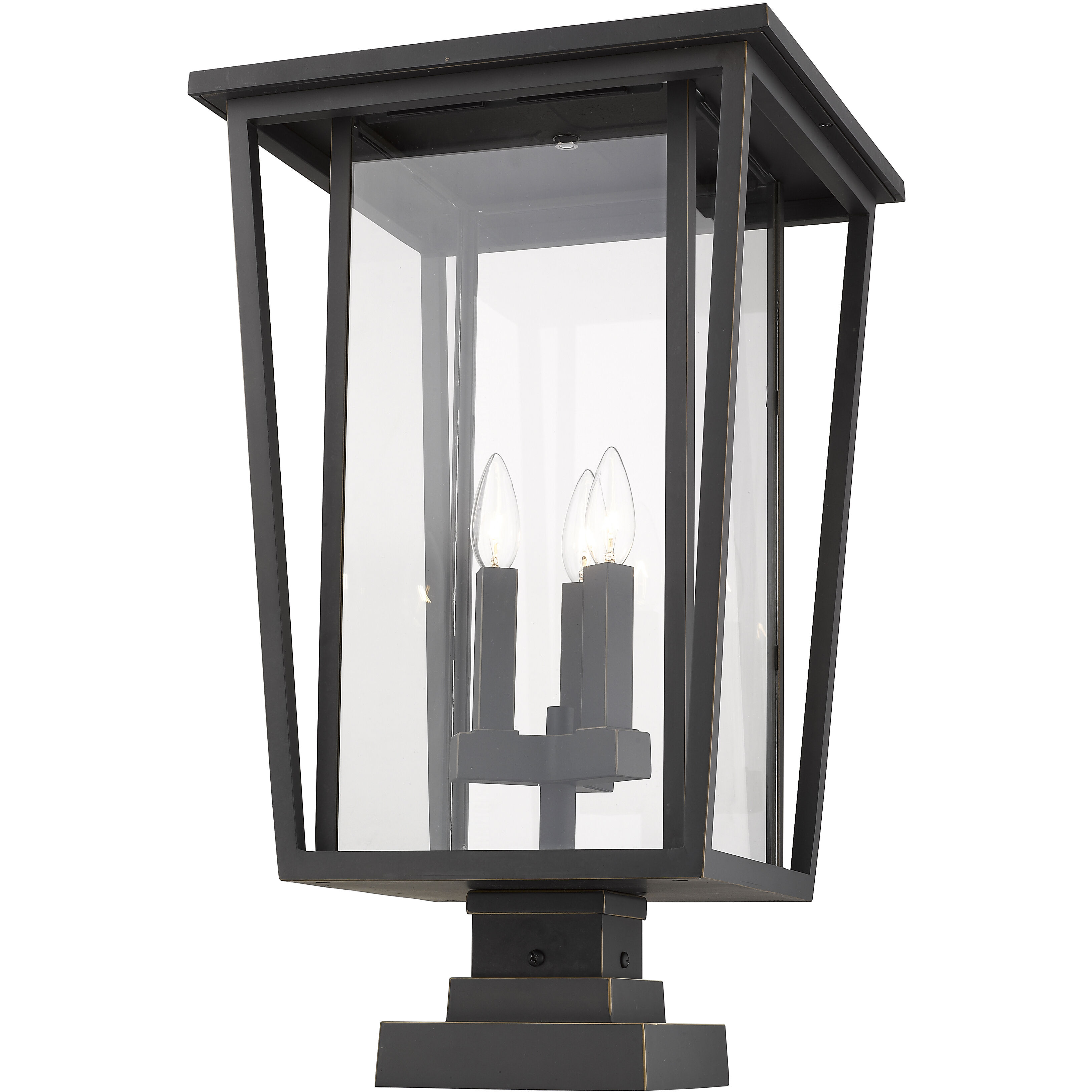 Seoul 3 Light 24.75 inch Oil Rubbed Bronze Outdoor Pier Mounted Fixture in 18.5