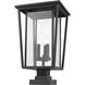 Seoul 3 Light 24.75 inch Oil Rubbed Bronze Outdoor Pier Mounted Fixture in 18.5