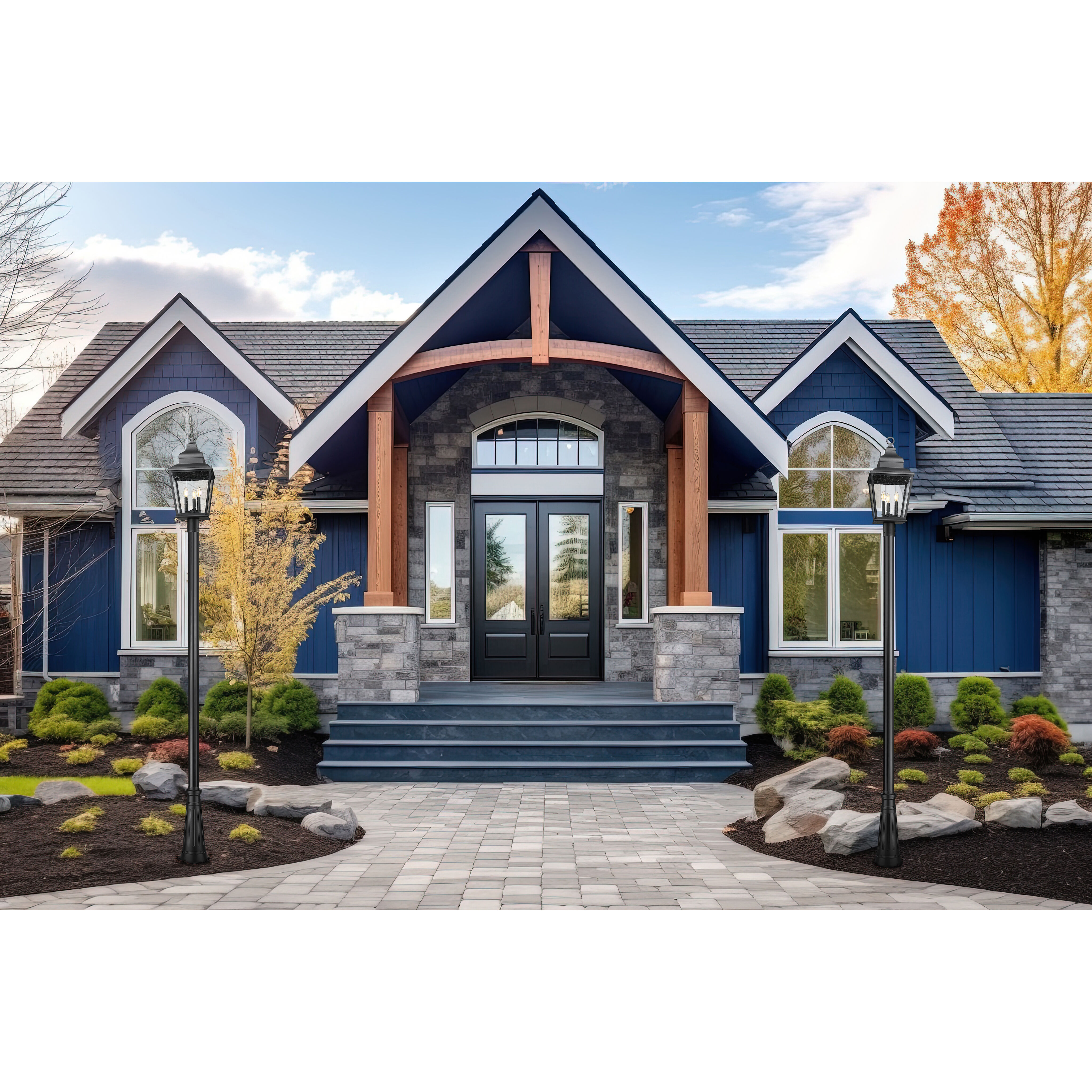 Raphael 3 Light 122 inch Sand Black Outdoor Post Mounted Fixture in Soft Sand Black