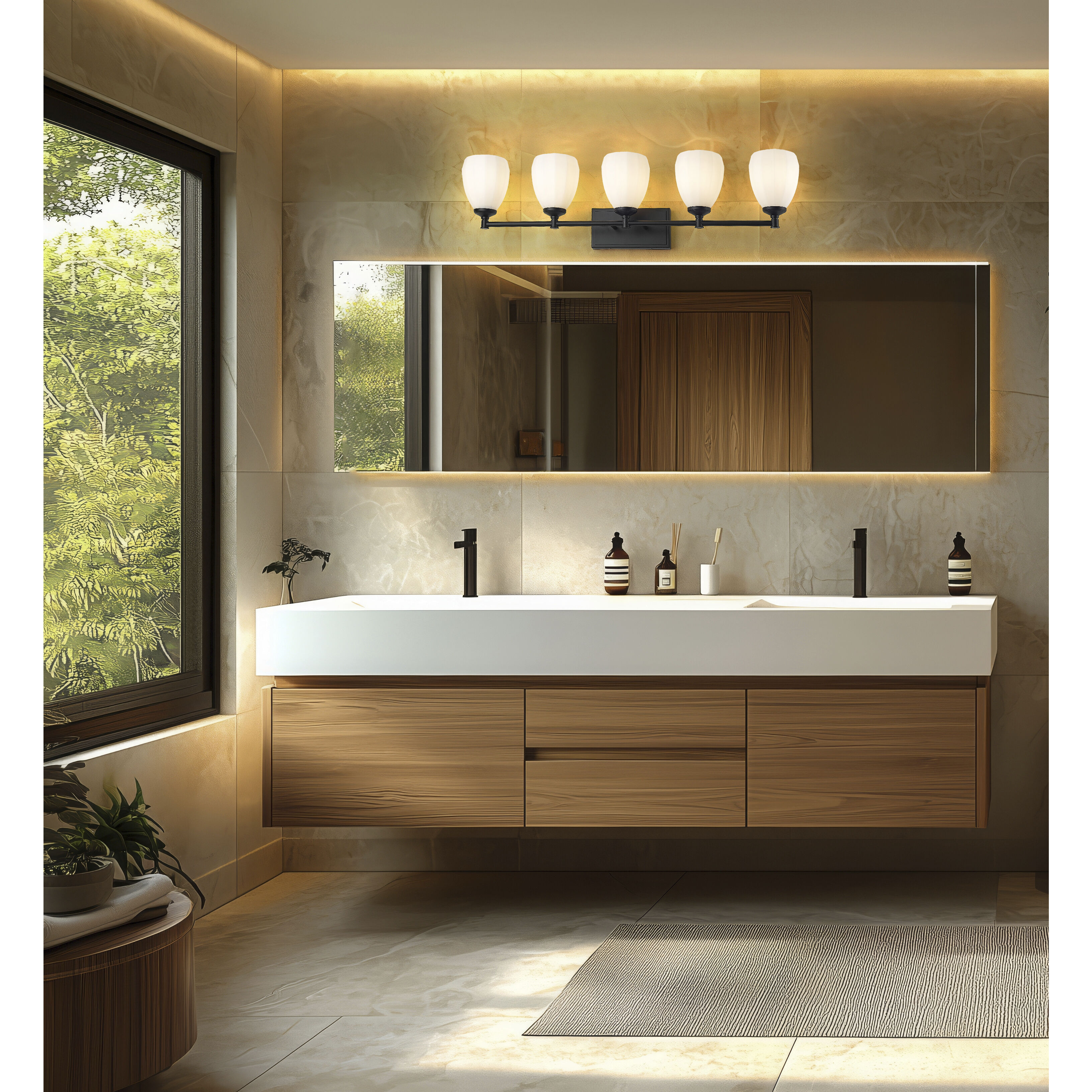 Oren 5 Light 38 inch Matte Black Bath Vanity Light Wall Light