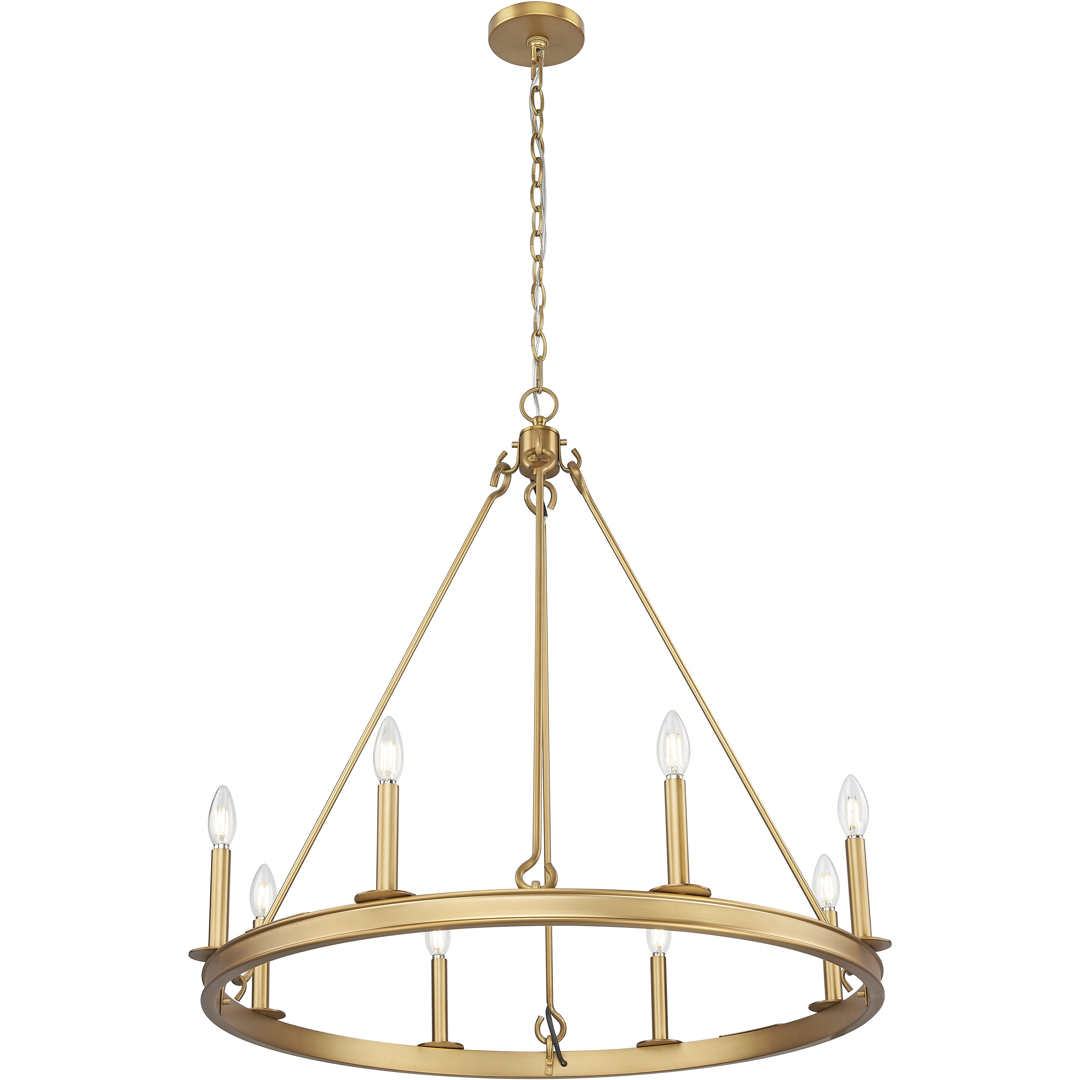 Barclay 8 Light 33 inch Rubbed Brass Chandelier Ceiling Light