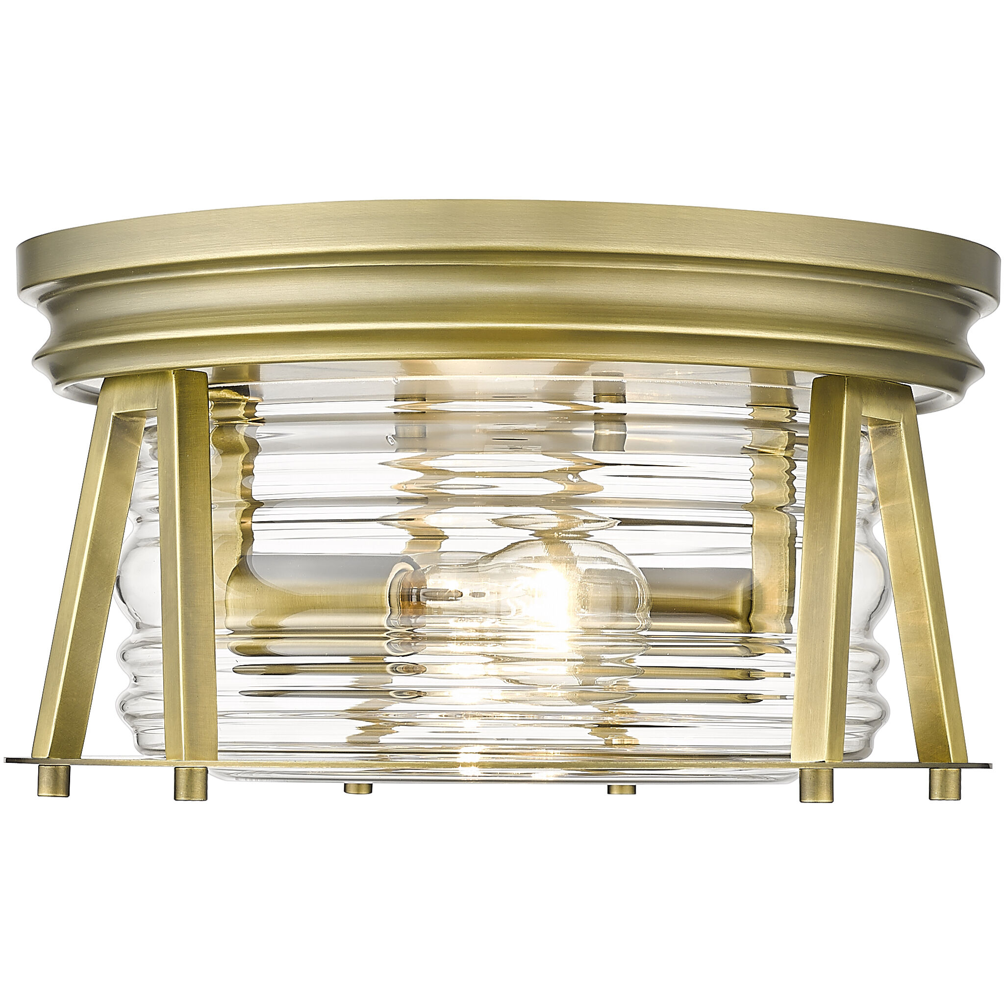 Cape Harbor 2 Light 12 inch Rubbed Brass Flush Mount Ceiling Light