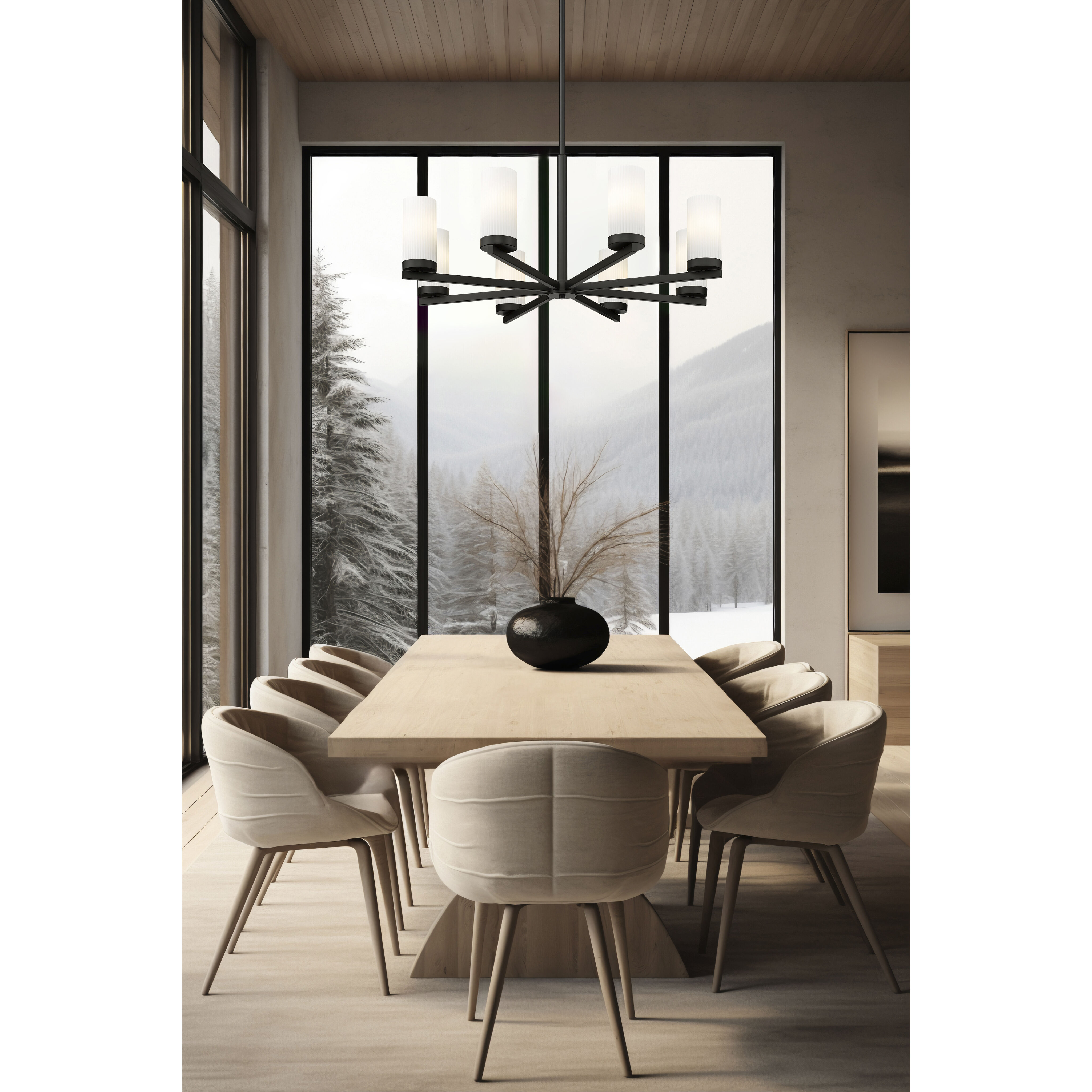 Danica 8 Light 31.5 inch Matte Black Chandelier Ceiling Light