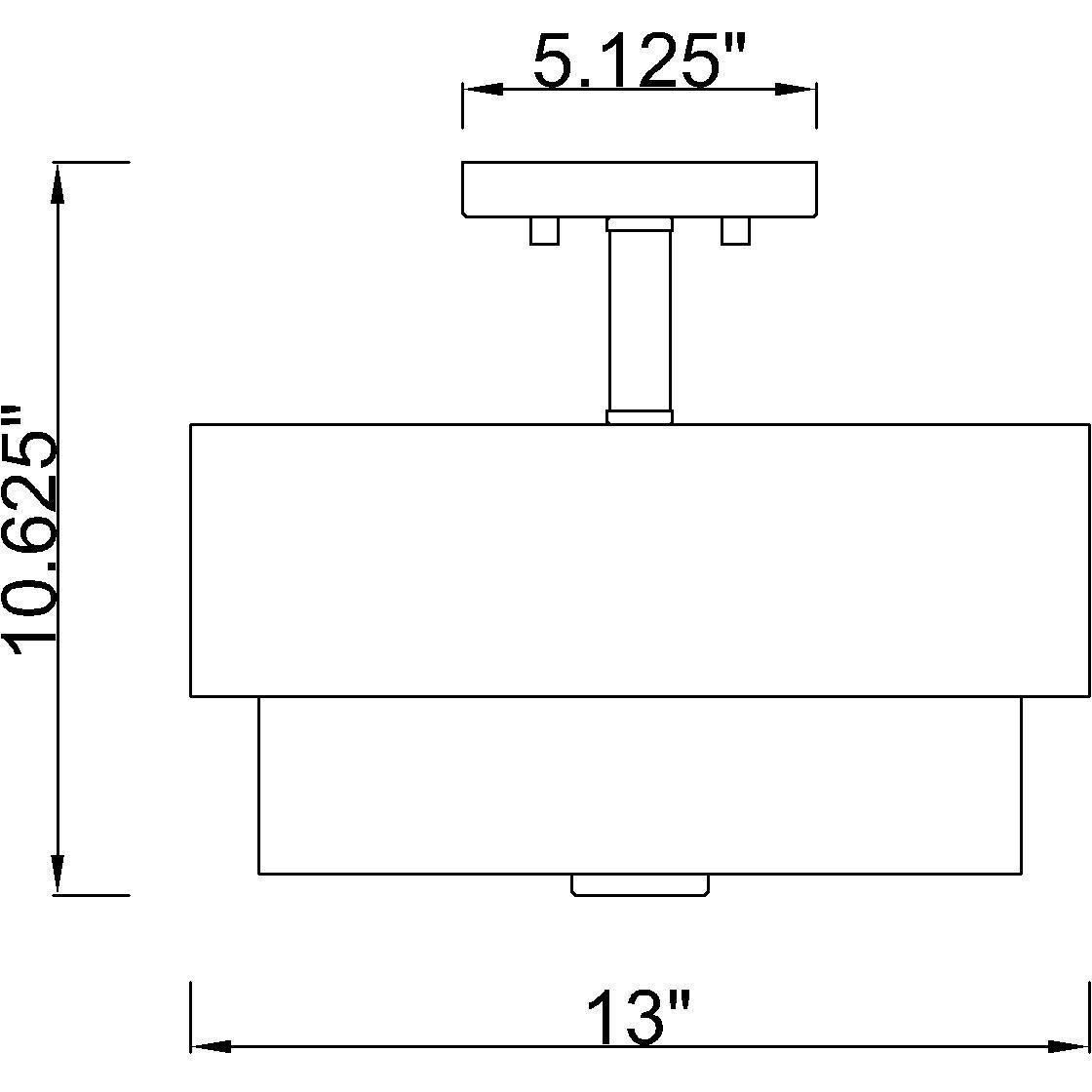 Counterpoint 2 Light 13 inch Modern Gold Semi Flush Mount Ceiling Light