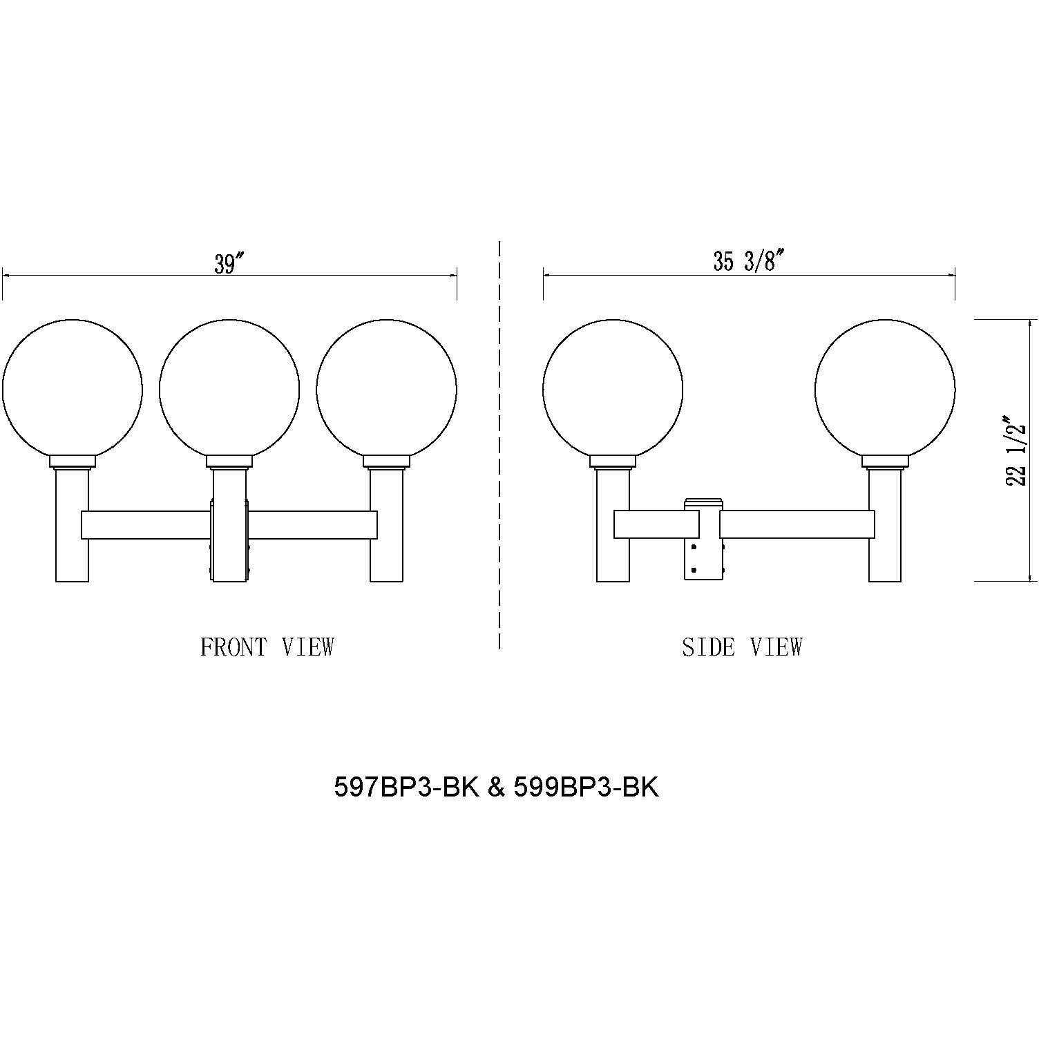 Laurent 3 Light 39 inch Black Outdoor Post Mount Fixture