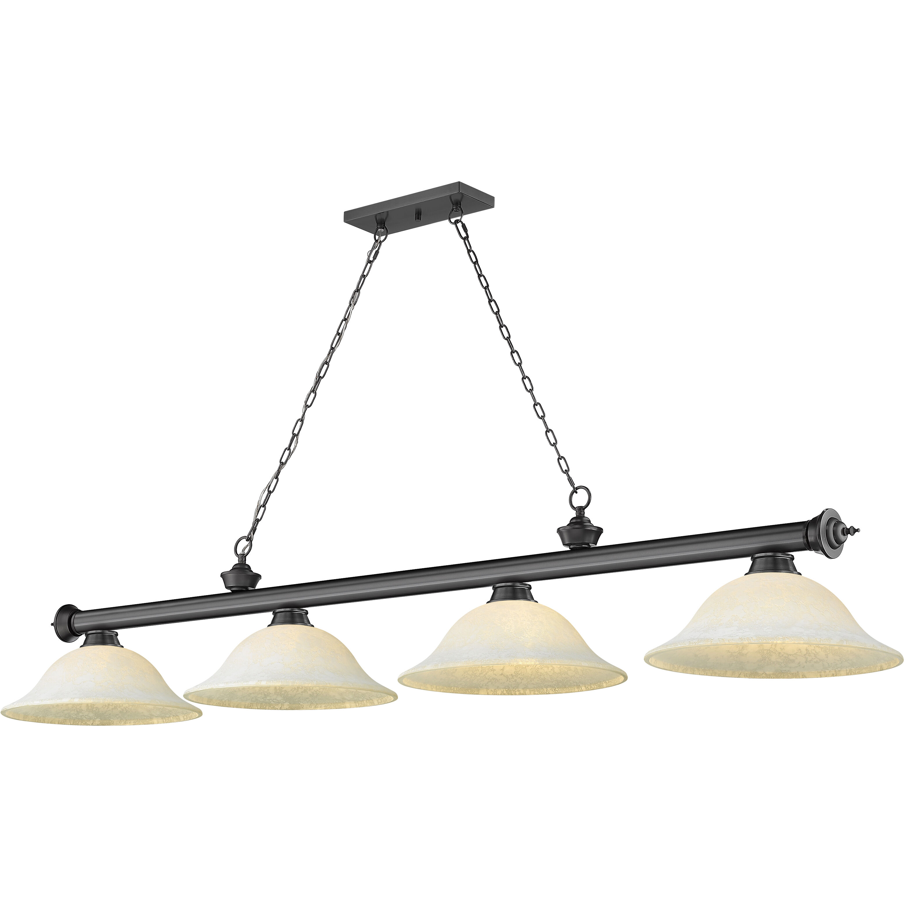 Cordon 4 Light 81.75 inch Bronze Plate Billiard Ceiling Light in White Mottle Glass