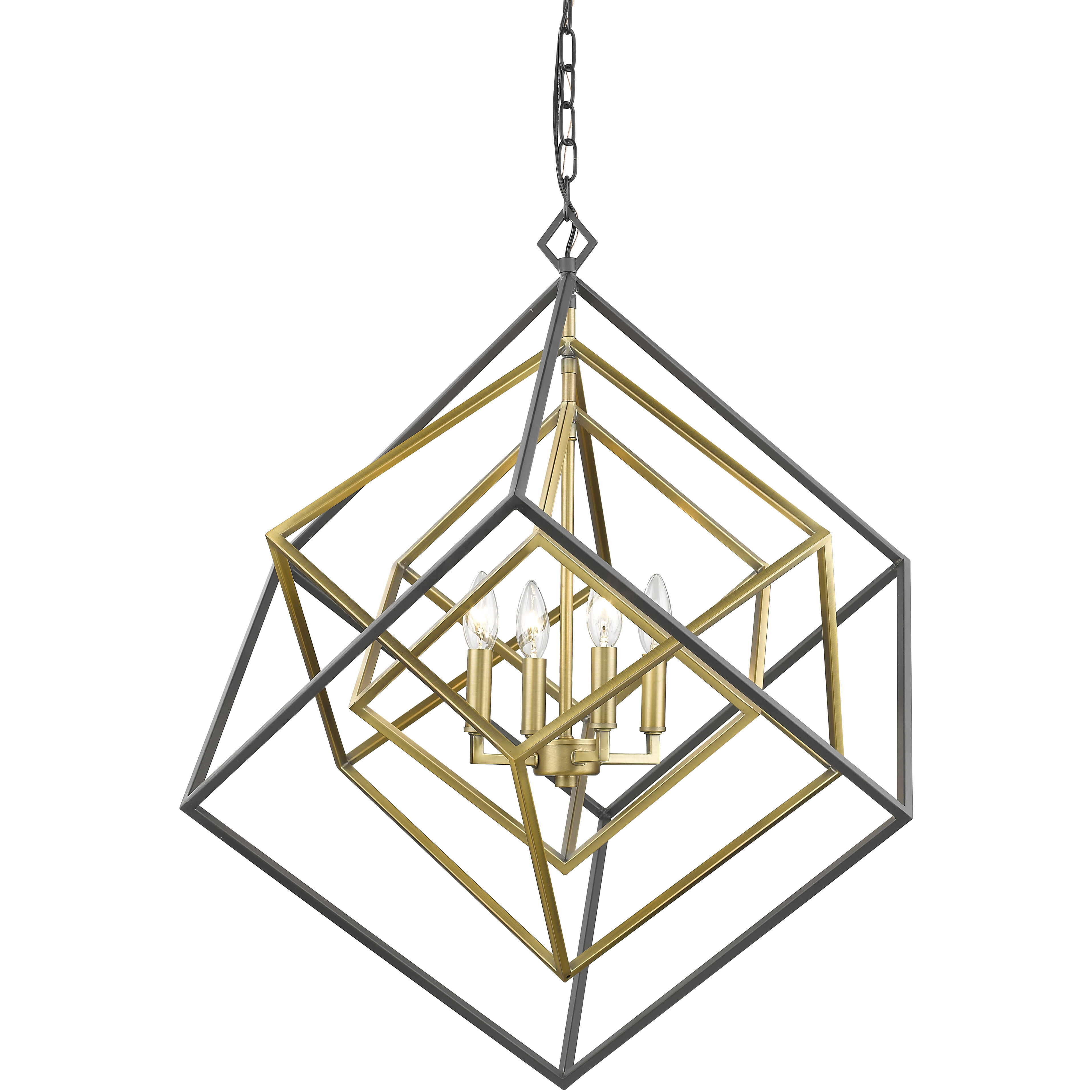 Euclid 4 Light 29.5 inch Olde Brass and Bronze Chandelier Ceiling Light