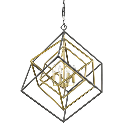 Euclid 4 Light 29.5 inch Olde Brass and Bronze Chandelier Ceiling Light