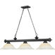 Cordon 3 Light 58 inch Matte Black Billiard Ceiling Light in White Mottle Glass
