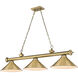 Cordon 3 Light 57.25 inch Rubbed Brass Billiard Ceiling Light in Rubbed Brass Metal