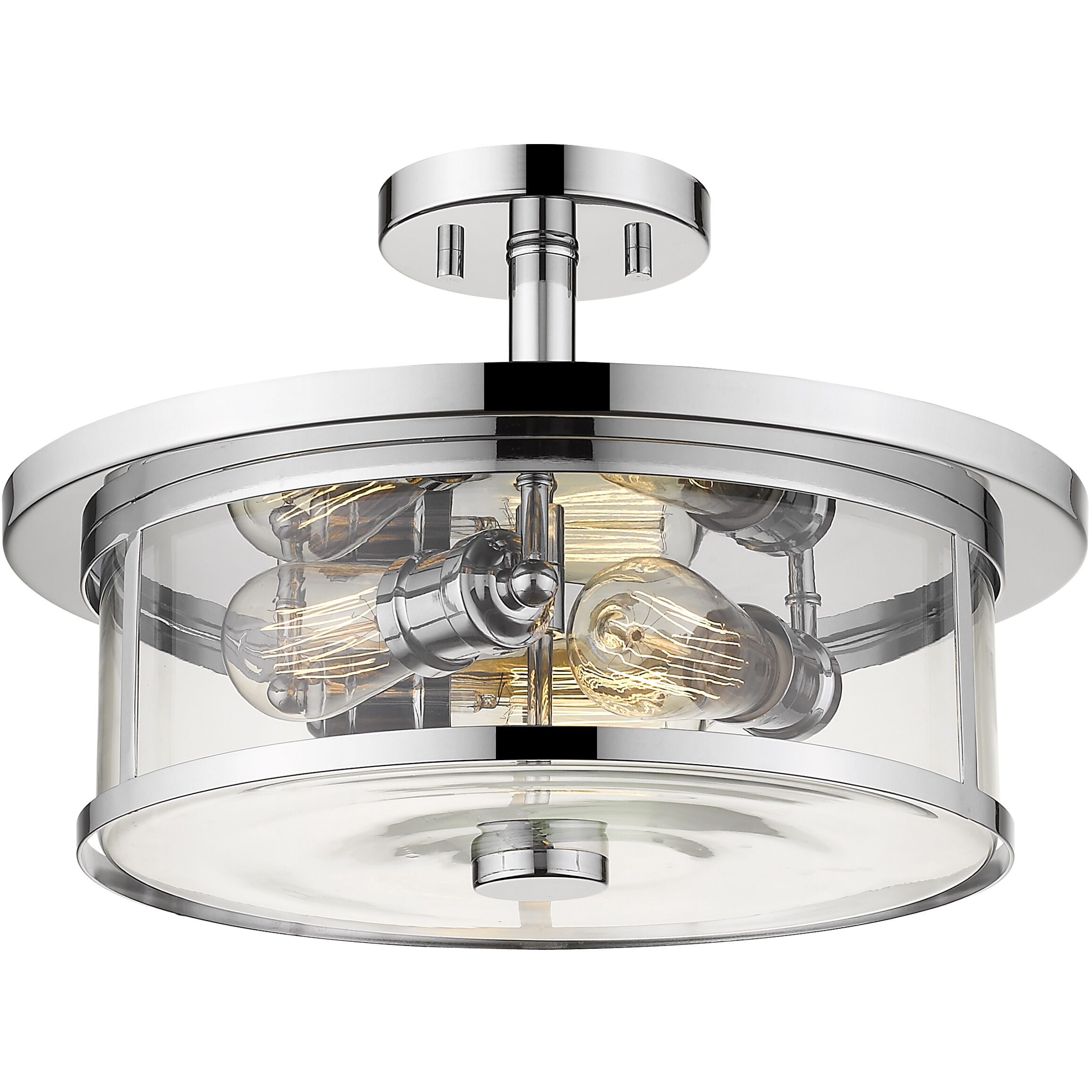 Savannah 3 Light 15.75 inch Chrome Semi Flush Mount Ceiling Light