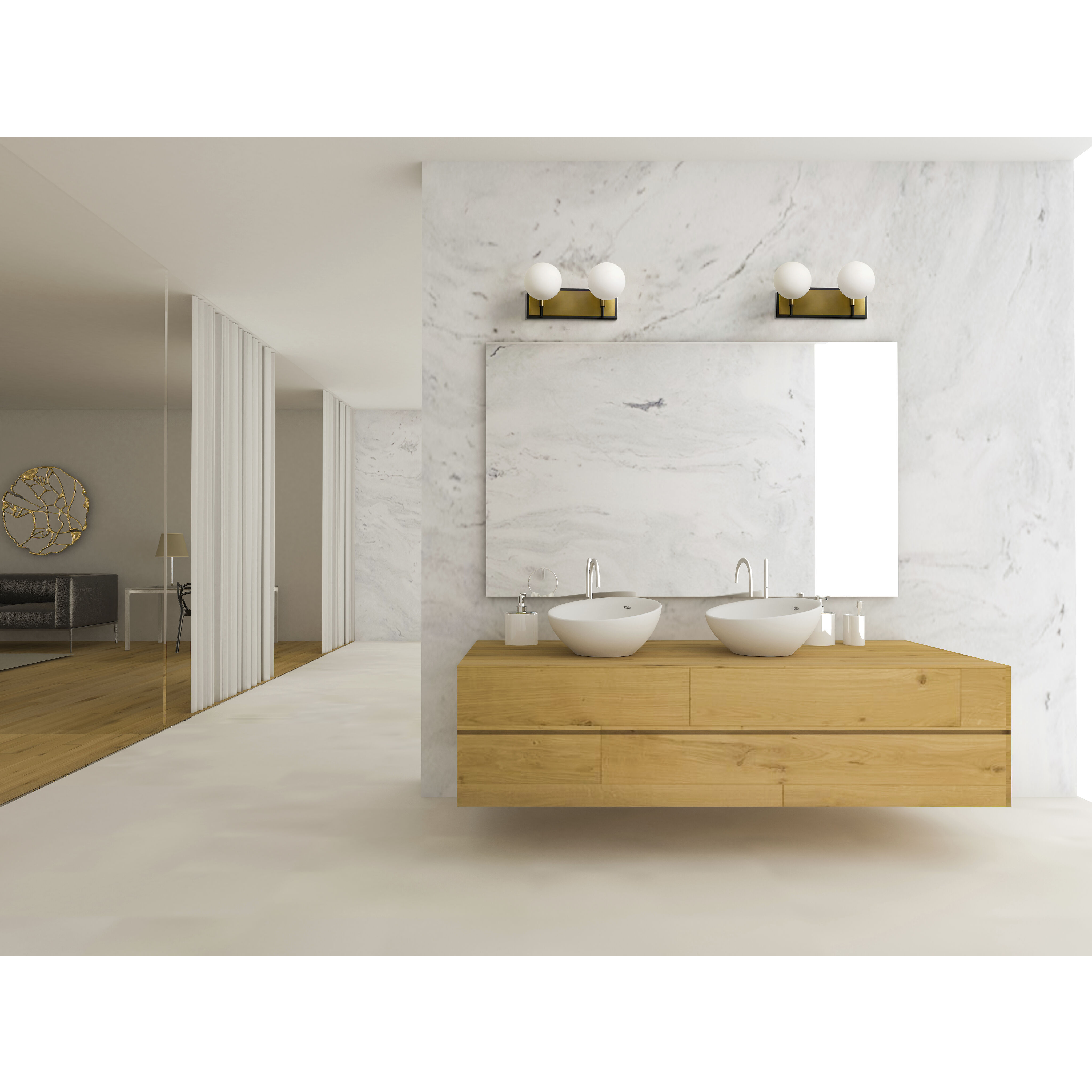 Parsons 2 Light 16 inch Matte Black and Olde Brass Vanity Wall Light