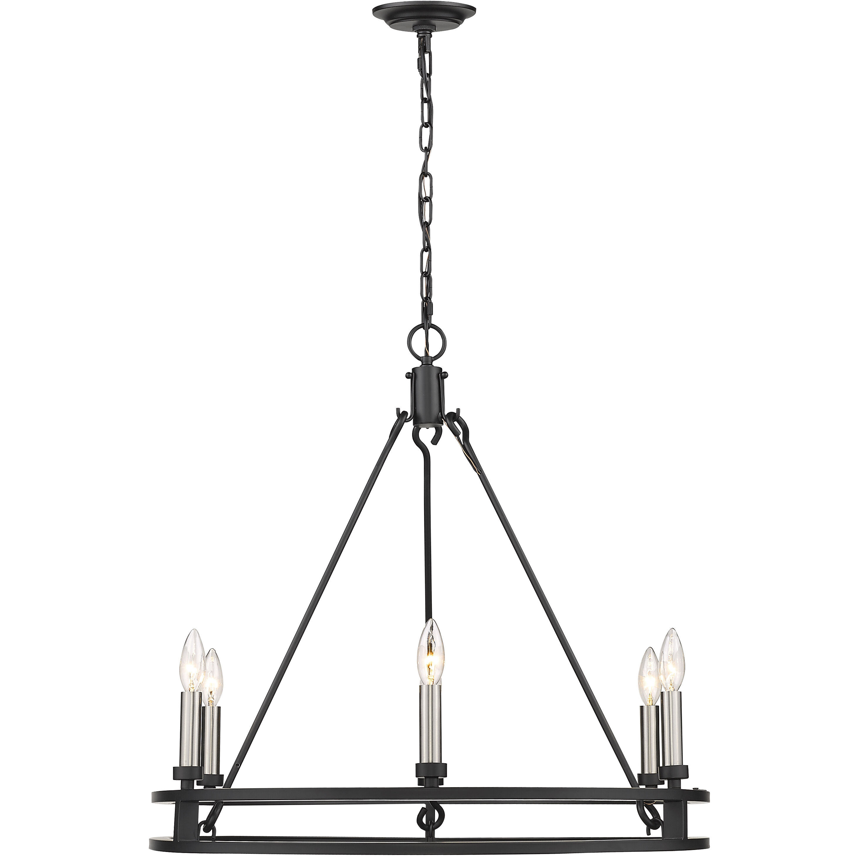 Dennison 6 Light 27.25 inch Matte Black Chandelier Ceiling Light