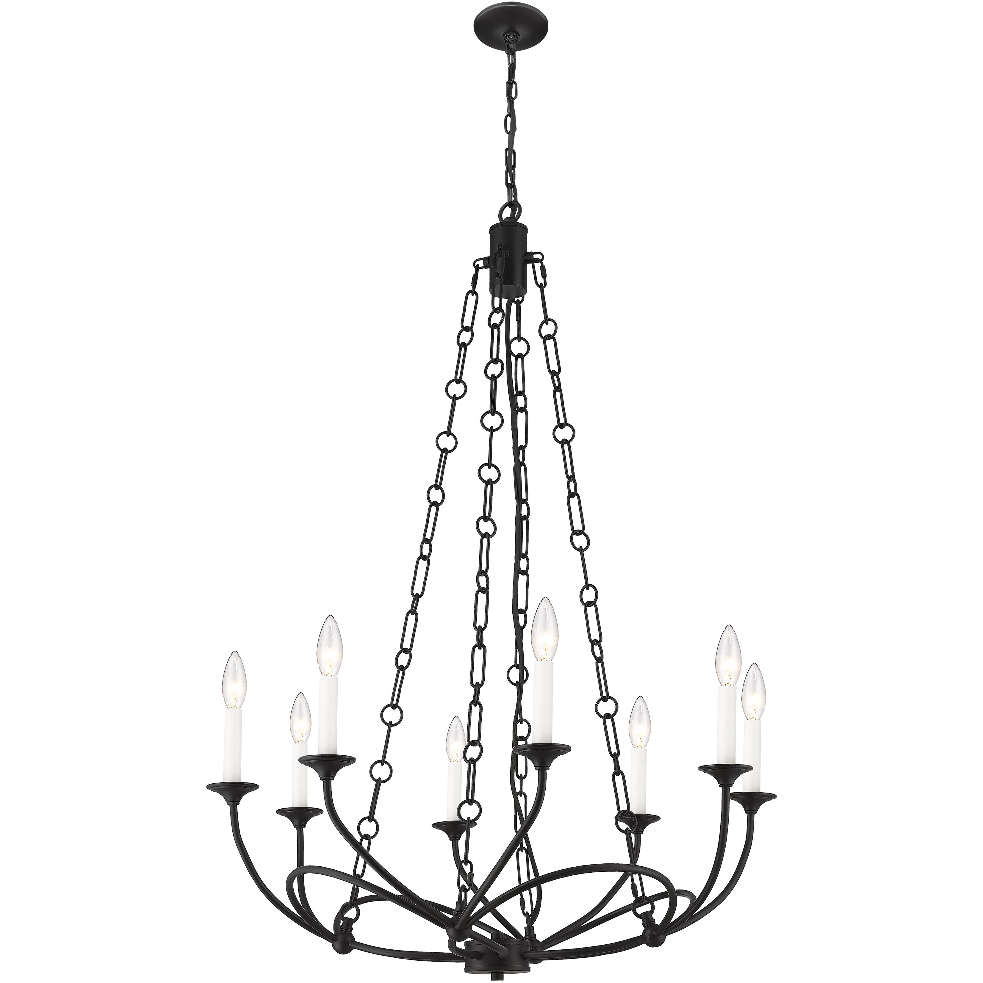 Arabella 8 Light 28 inch Matte Black Chandelier Ceiling Light