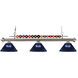 Shark 3 Light 58 inch Brushed Nickel Billiard Ceiling Light in Dark Blue Acrylic